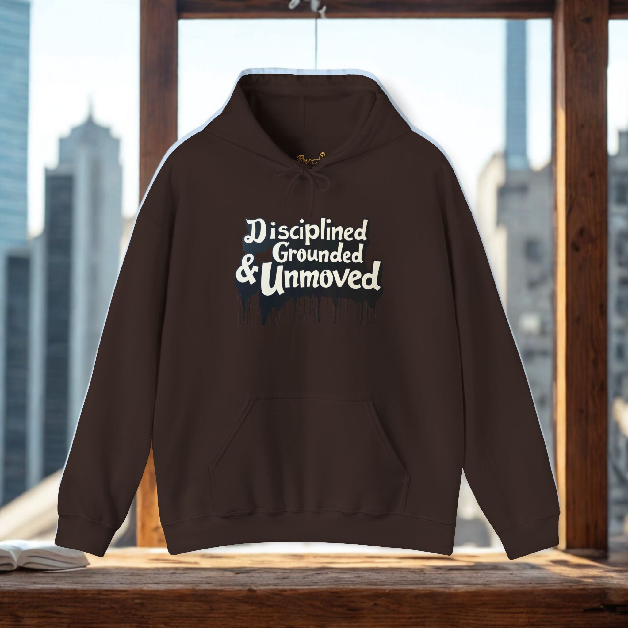 Disciplined & Grounded Hoodie — "Disciplined Grounded & Unmoved" Graphic Men Hoodie