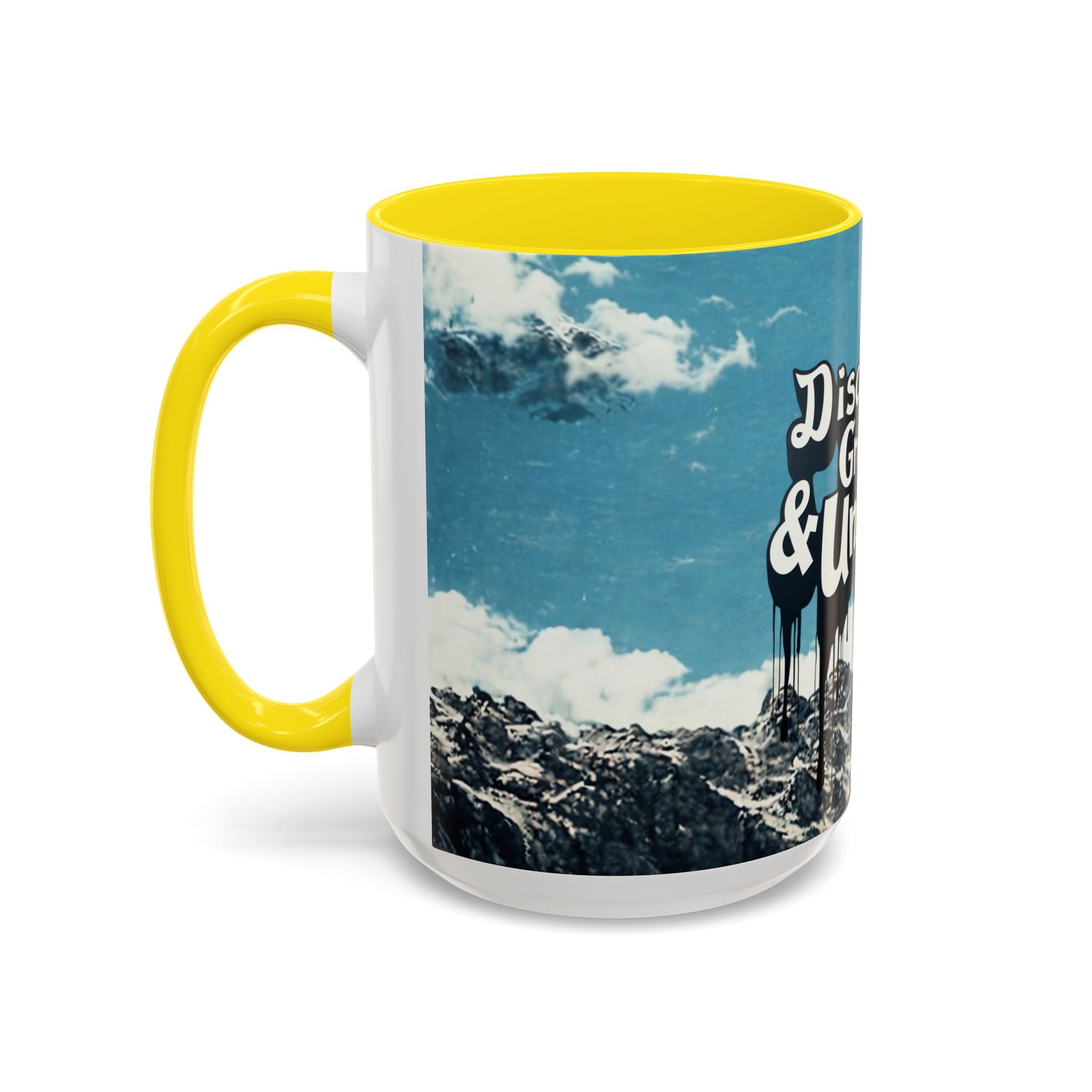 Disciplined, Grounded & Unmoved Coffee Mug — Motivational Mountain Accent Mug (11/15oz)