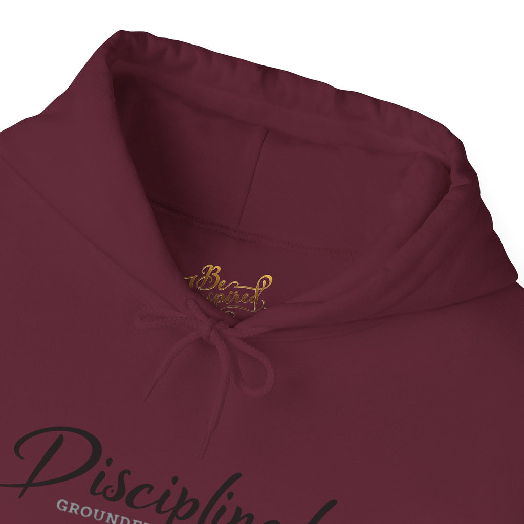 Disciplined Script Hoodie — Inspirational Minimalist Motivational Pullover