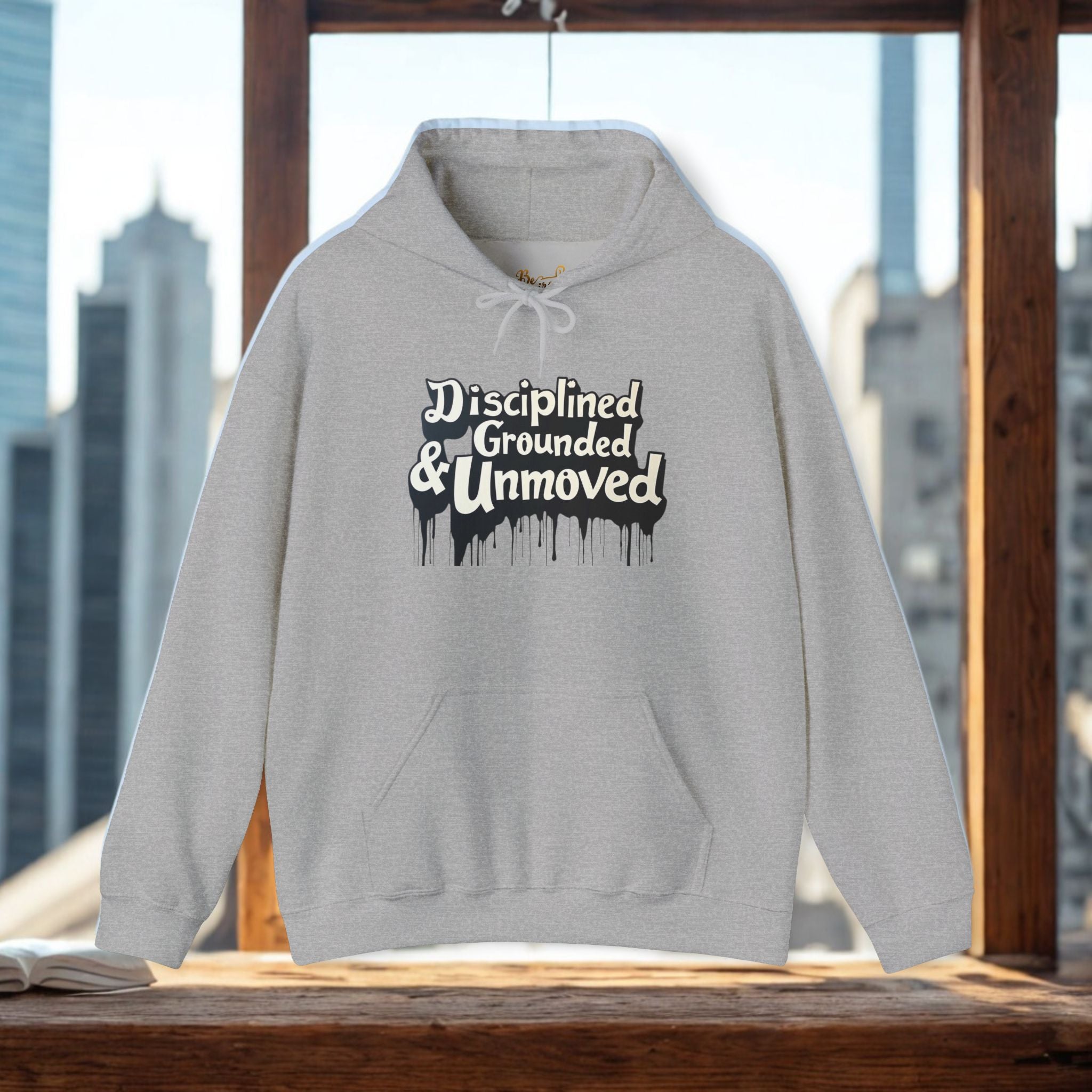 Disciplined & Grounded Hoodie — "Disciplined Grounded & Unmoved" Graphic Men Hoodie