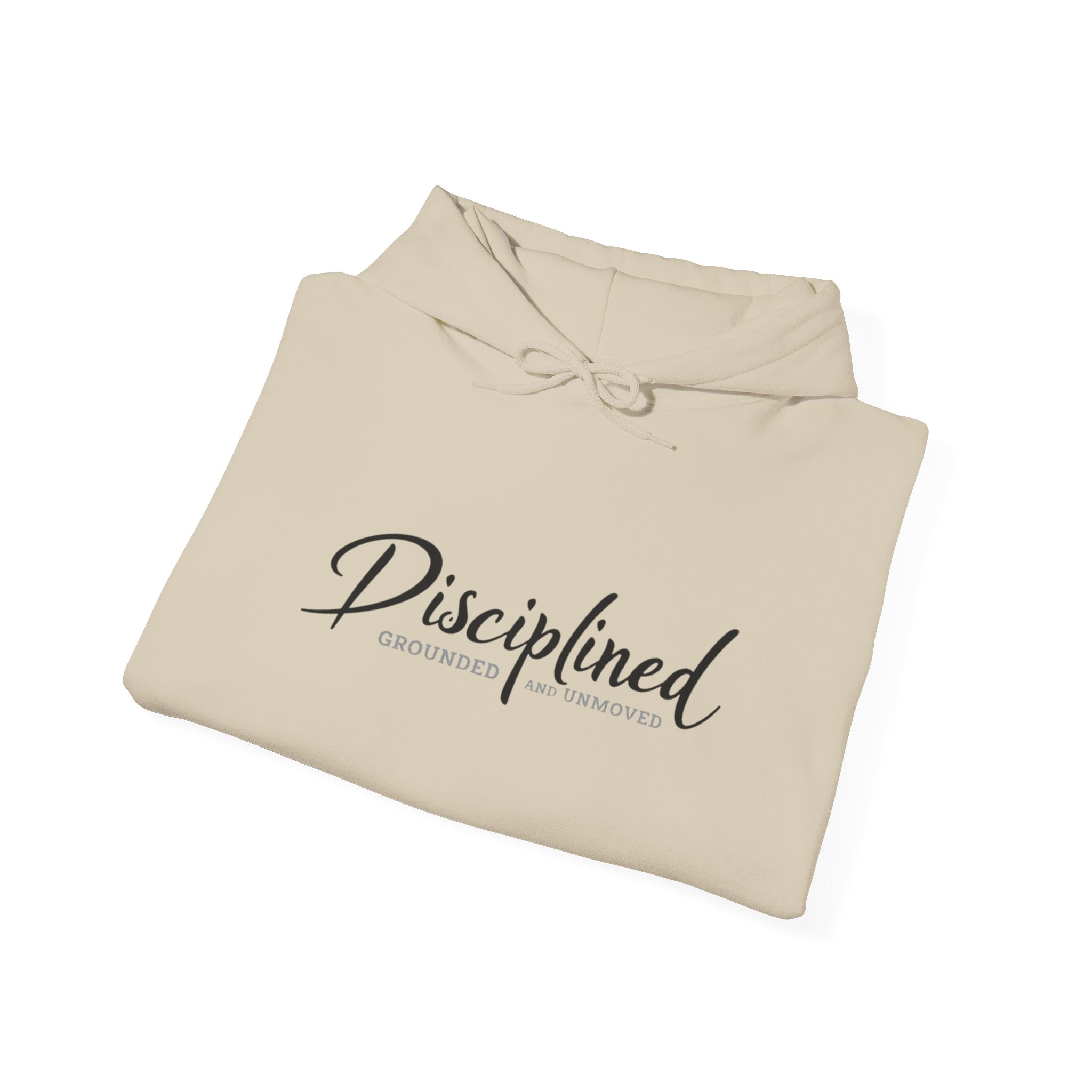 Disciplined Script Hoodie — Inspirational Minimalist Motivational Pullover