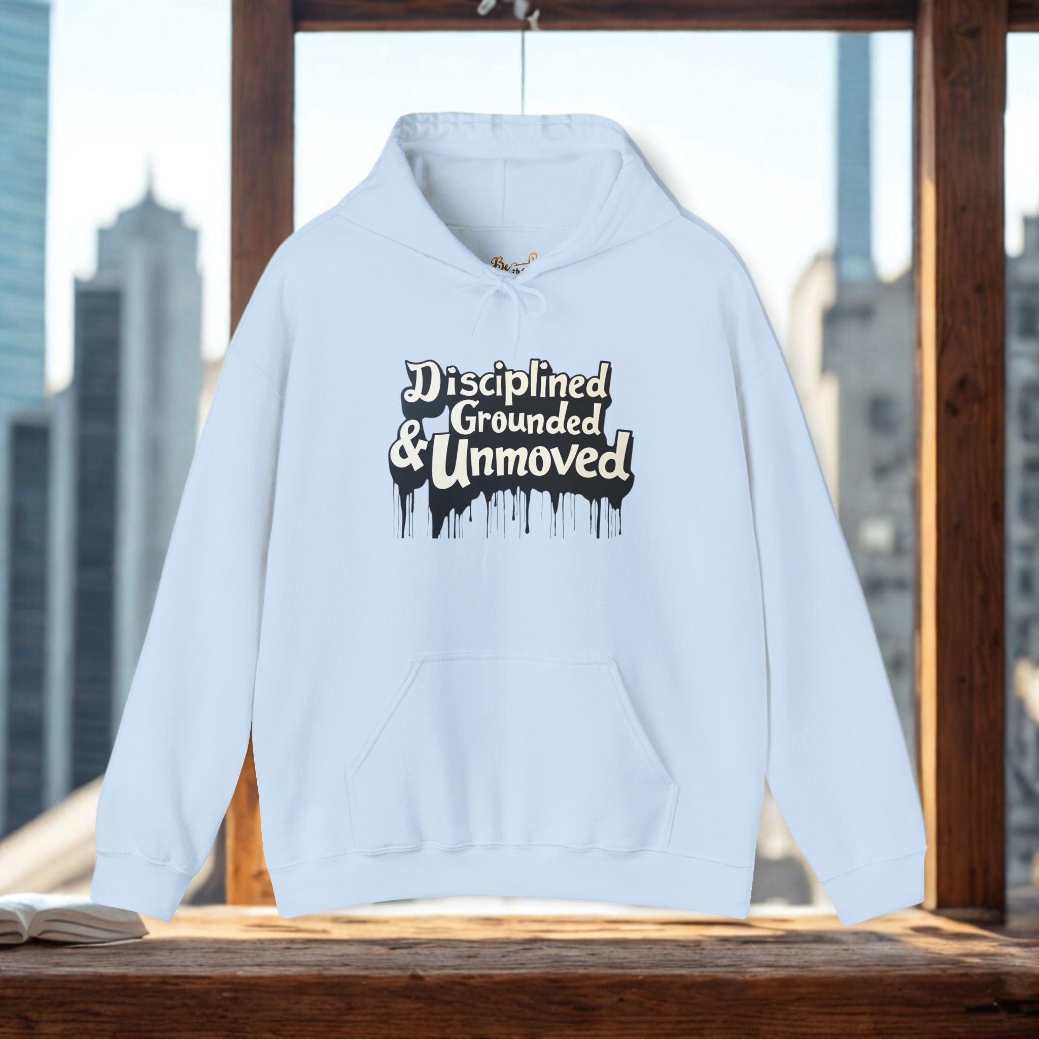 Disciplined & Grounded Hoodie — "Disciplined Grounded & Unmoved" Graphic Men Hoodie