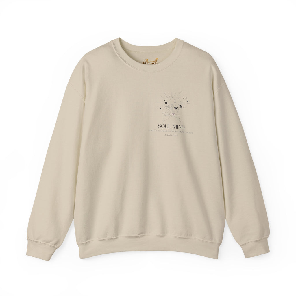 Be Uplifted Back Graphic Crewneck Sweatshirt | Soli Mind Front Logo
