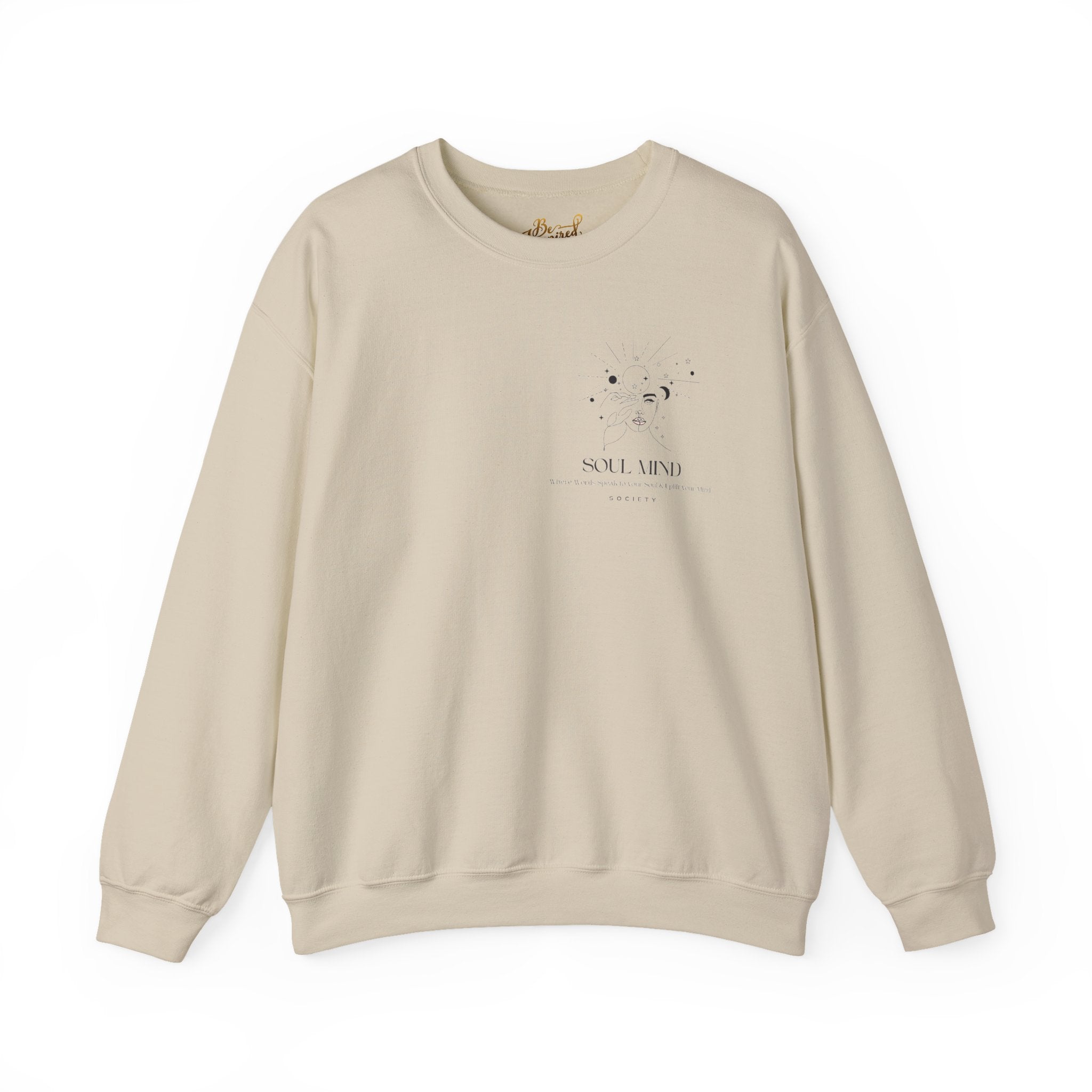Be Uplifted Back Graphic Crewneck Sweatshirt | Soli Mind Front Logo