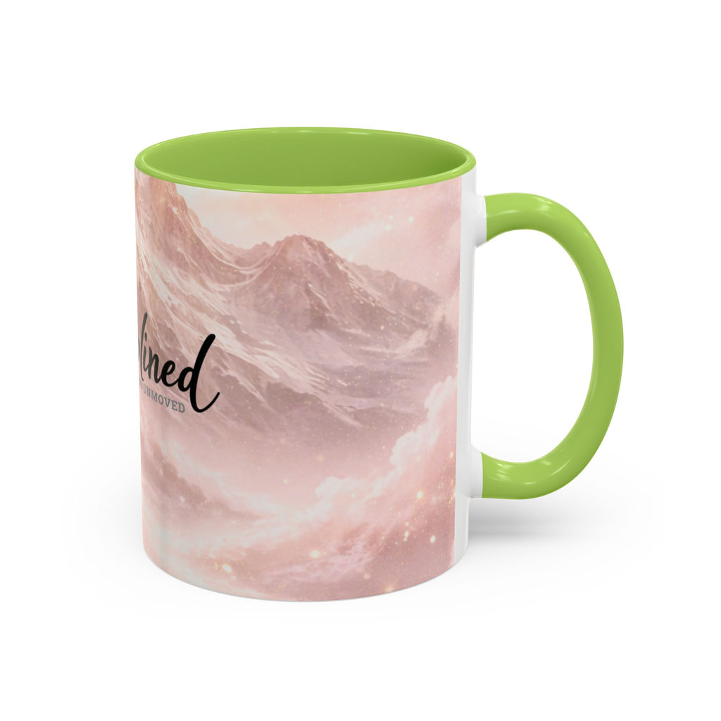 Disciplined Accent Coffee Mug — 'Disciplined: Grounded and Unmoved' Inspirational Pink Marble Ceramic Mug