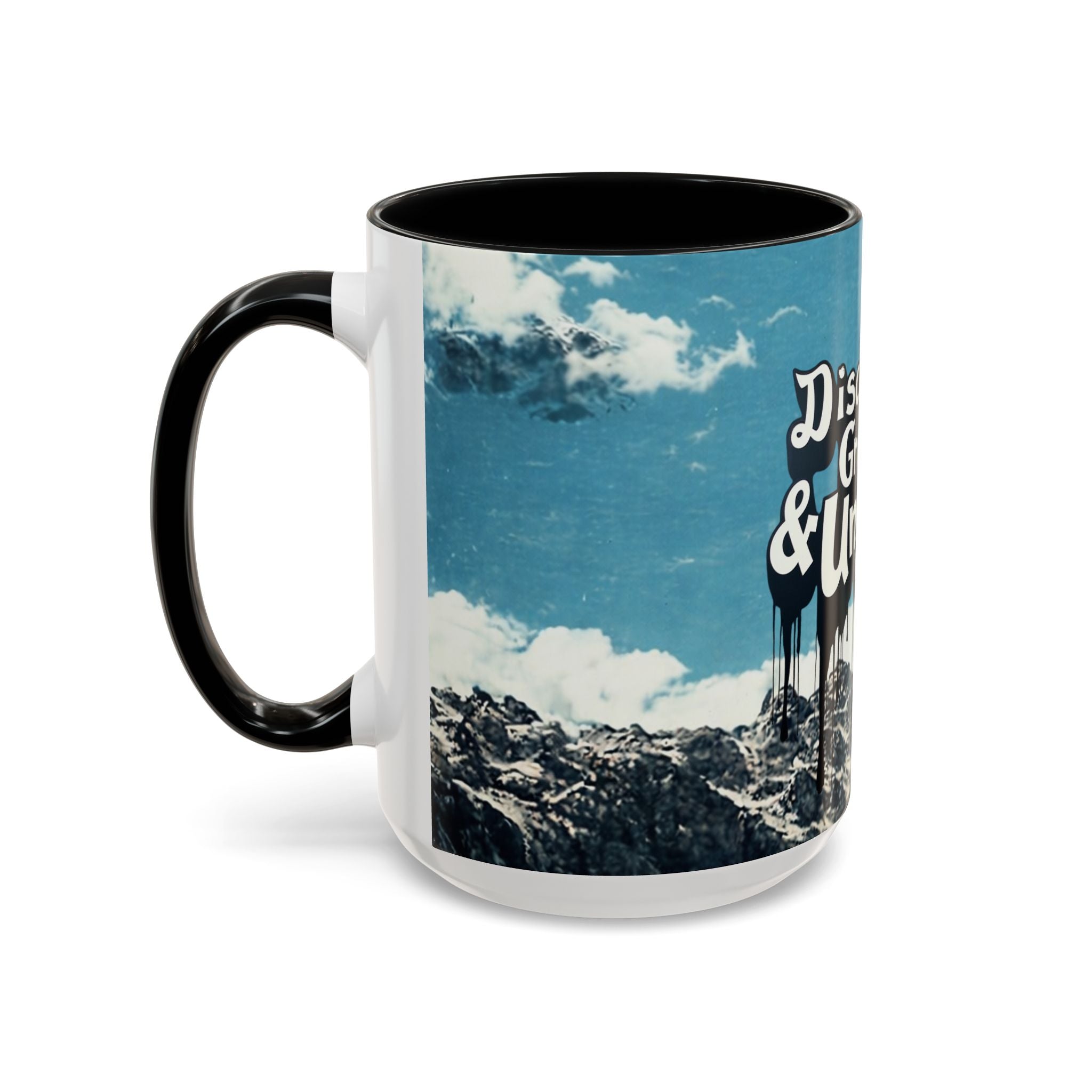 Disciplined, Grounded & Unmoved Coffee Mug — Motivational Mountain Accent Mug (11/15oz)