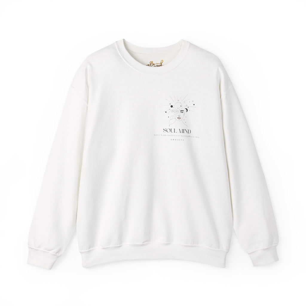 Be Uplifted Back Graphic Crewneck Sweatshirt | Soli Mind Front Logo
