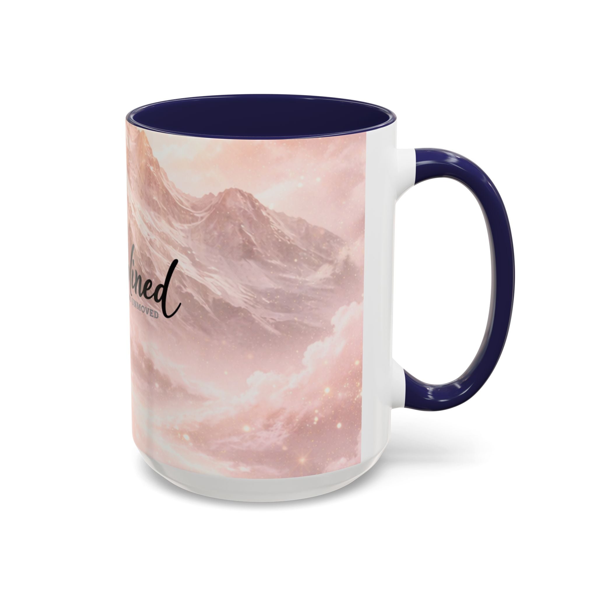 Disciplined Accent Coffee Mug — 'Disciplined: Grounded and Unmoved' Inspirational Pink Marble Ceramic Mug