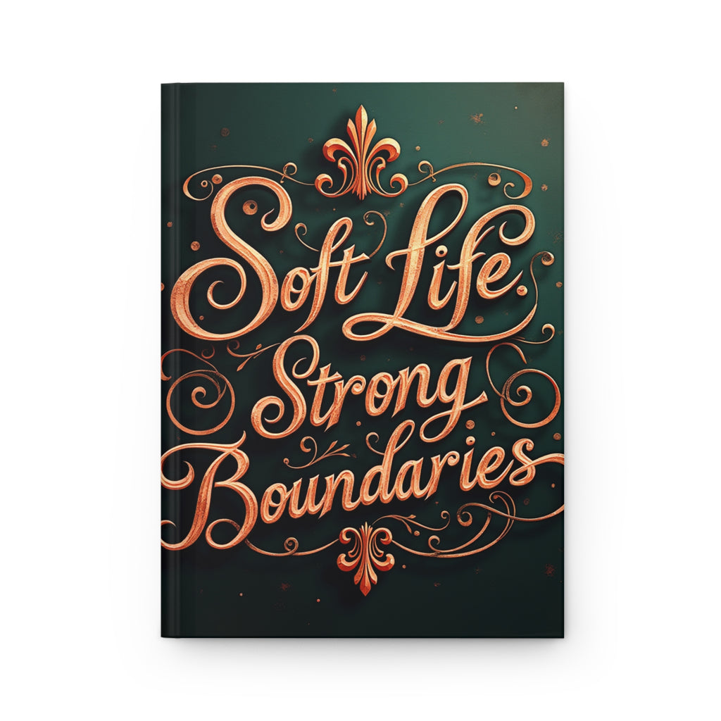 Hardcover Journal — "Soft Life, Strong Boundaries" Inspirational Notebook for Self-Care & Personal Growth with 150 pages