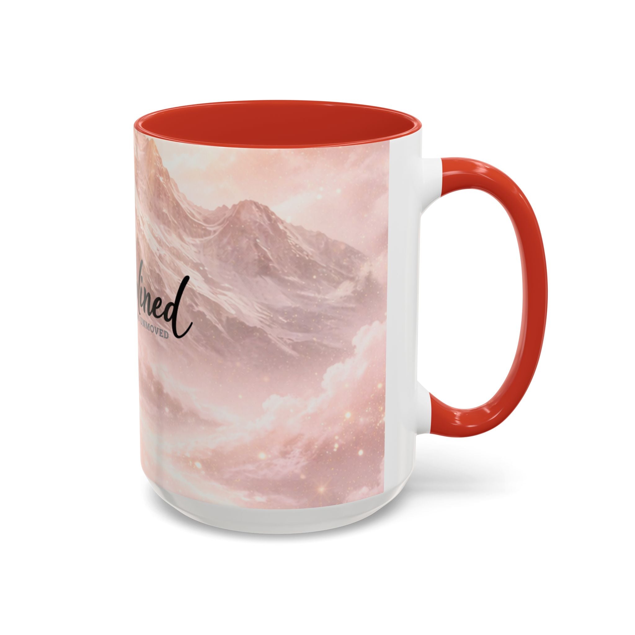 Disciplined Accent Coffee Mug — 'Disciplined: Grounded and Unmoved' Inspirational Pink Marble Ceramic Mug