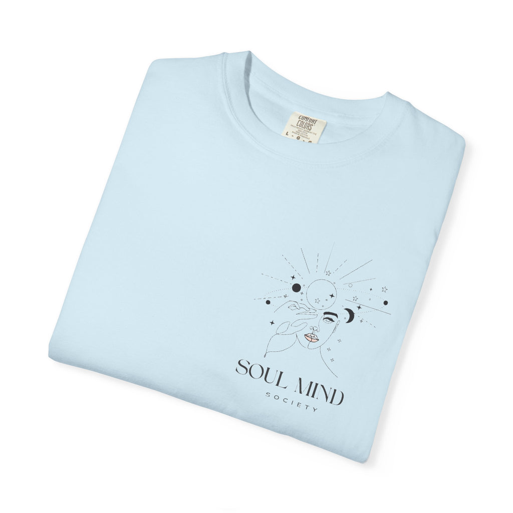 Soul Mind galactic skull illustration T-Shirt | spiritual logo tee