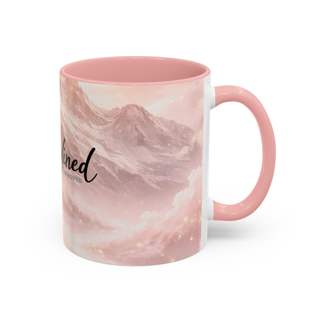 Disciplined Accent Coffee Mug — 'Disciplined: Grounded and Unmoved' Inspirational Pink Marble Ceramic Mug