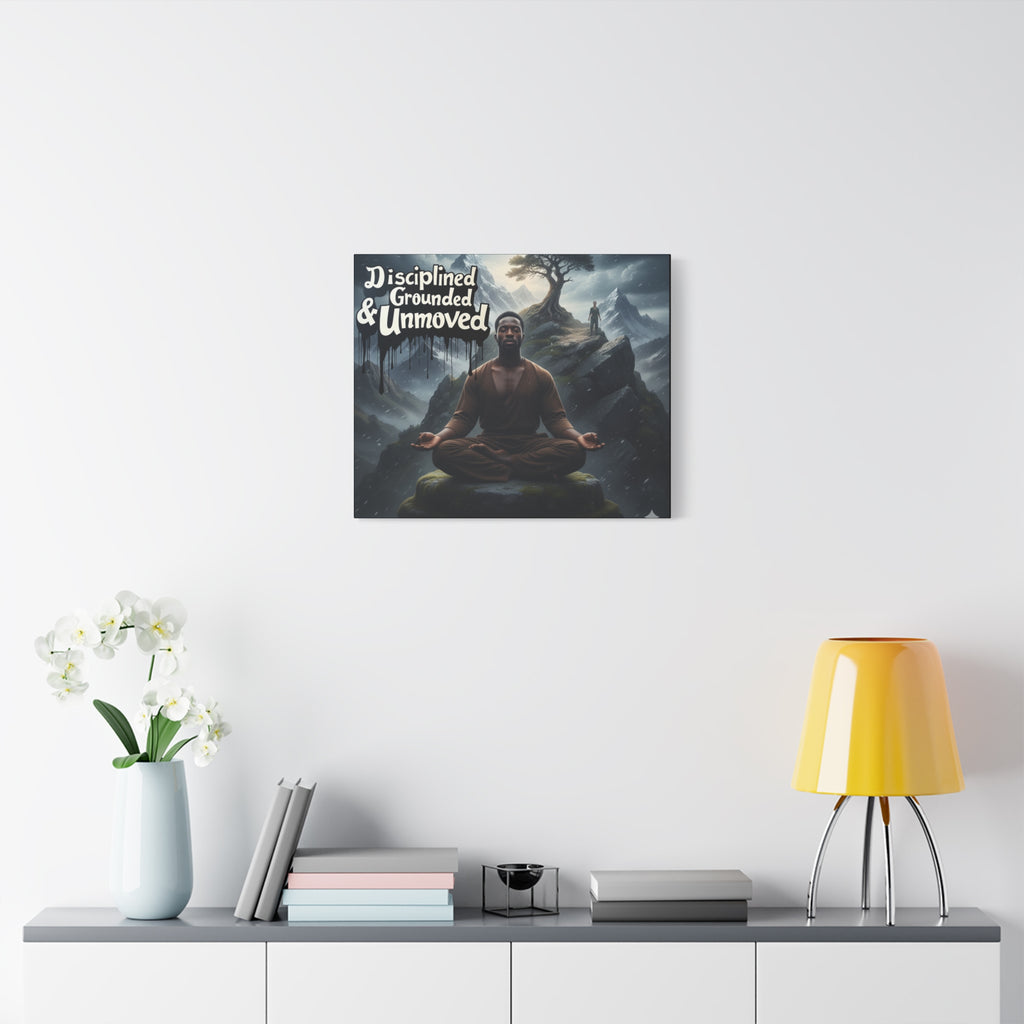 Disciplined, Grounded & Unmoved Canvas Wall Art — Meditation Motivational Print