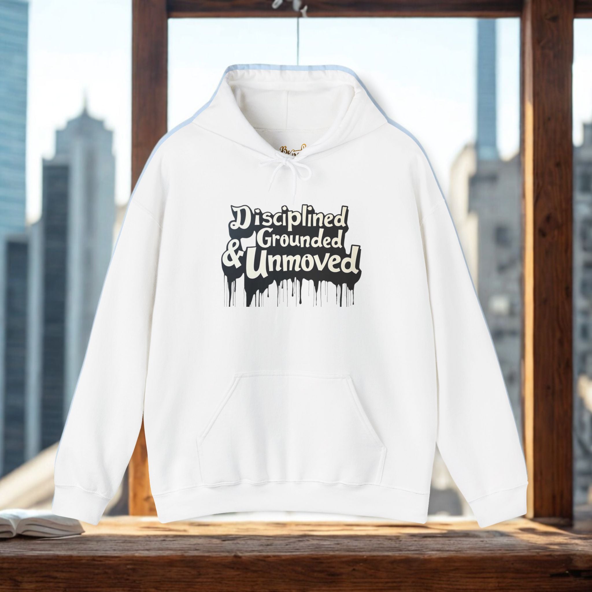 Disciplined & Grounded Hoodie — "Disciplined Grounded & Unmoved" Graphic Men Hoodie