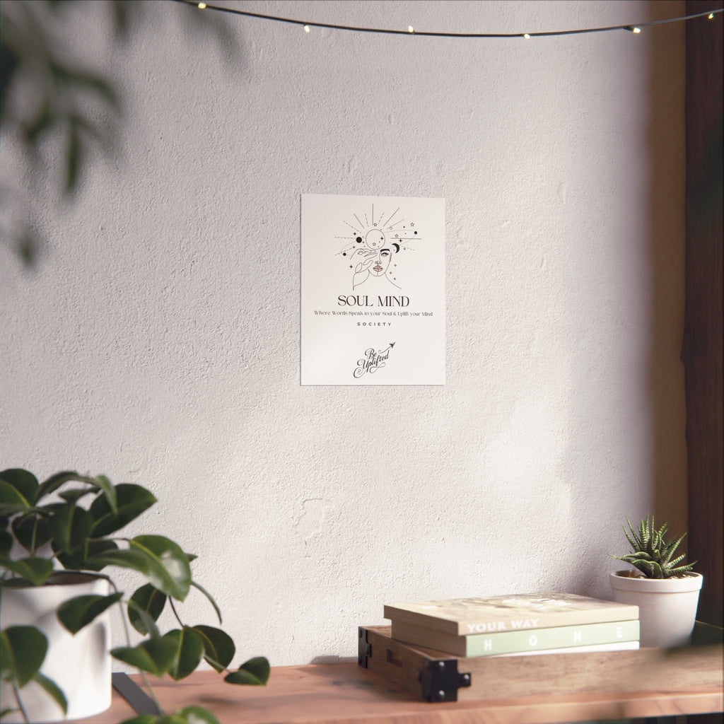Soul Mind line art face wall poster | Matte Vertical Poster, Inspirational Typography