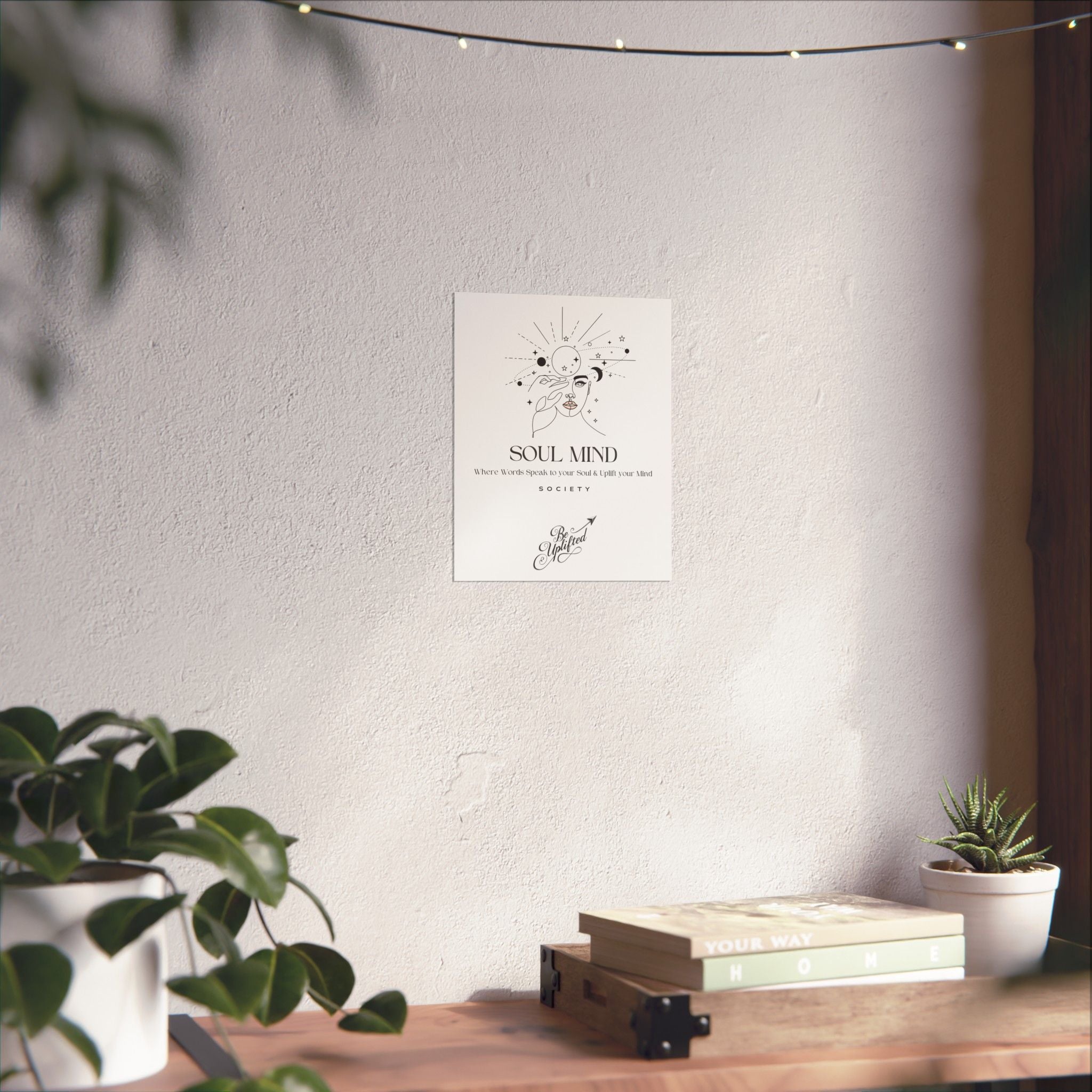Soul Mind line art face wall poster | Matte Vertical Poster, Inspirational Typography
