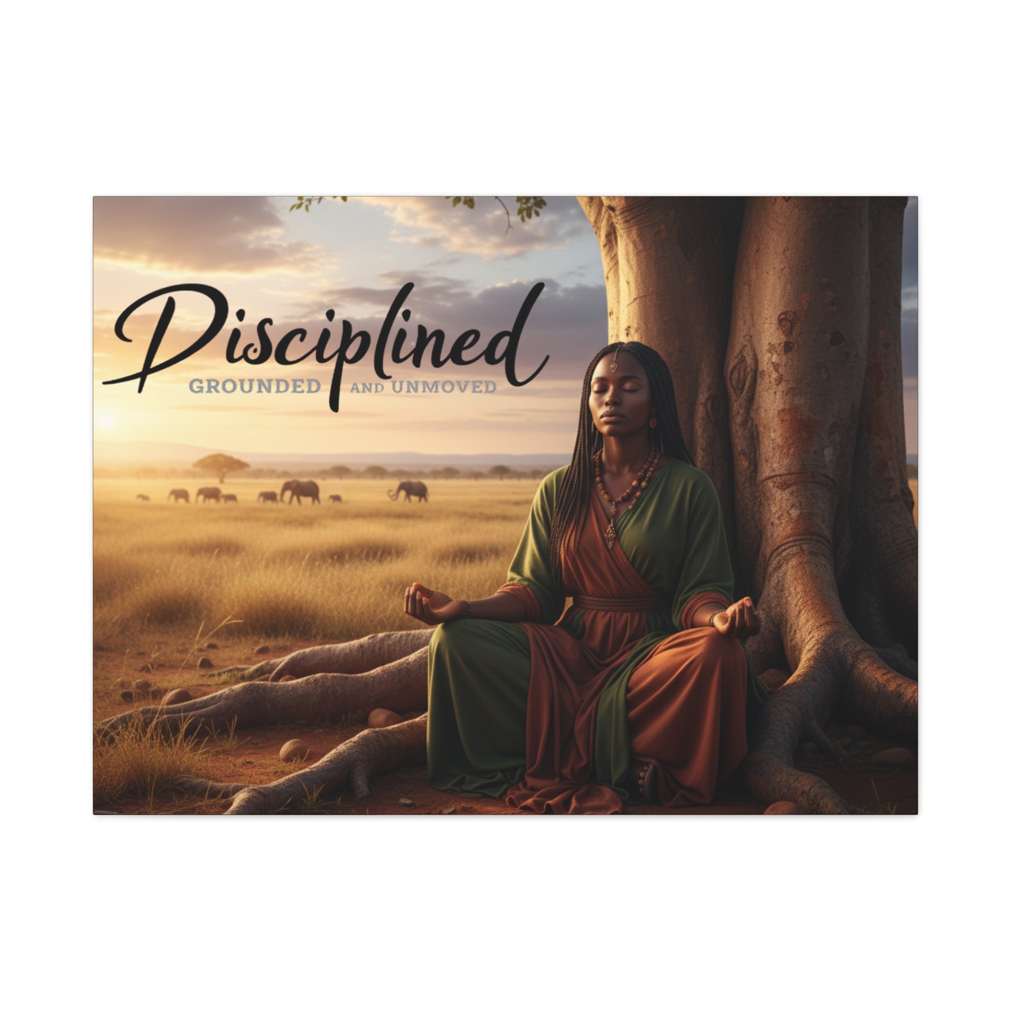 Disciplined Meditation Canvas Print — "Grounded and Unmoved" Wall Art