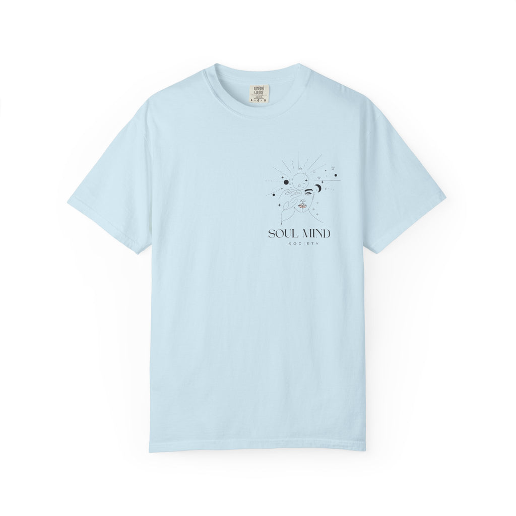 Soul Mind galactic skull illustration T-Shirt | spiritual logo tee