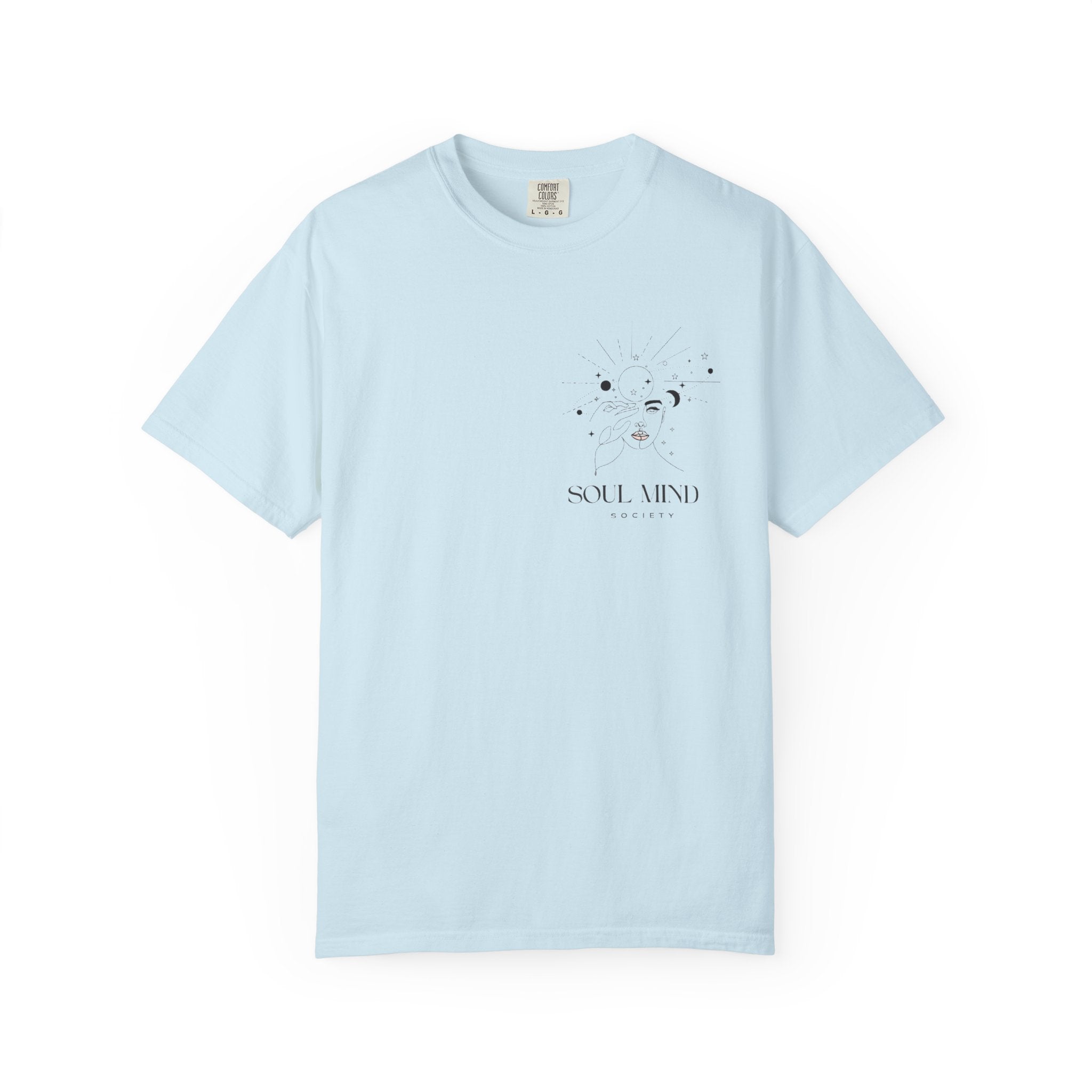 Soul Mind galactic skull illustration T-Shirt | spiritual logo tee