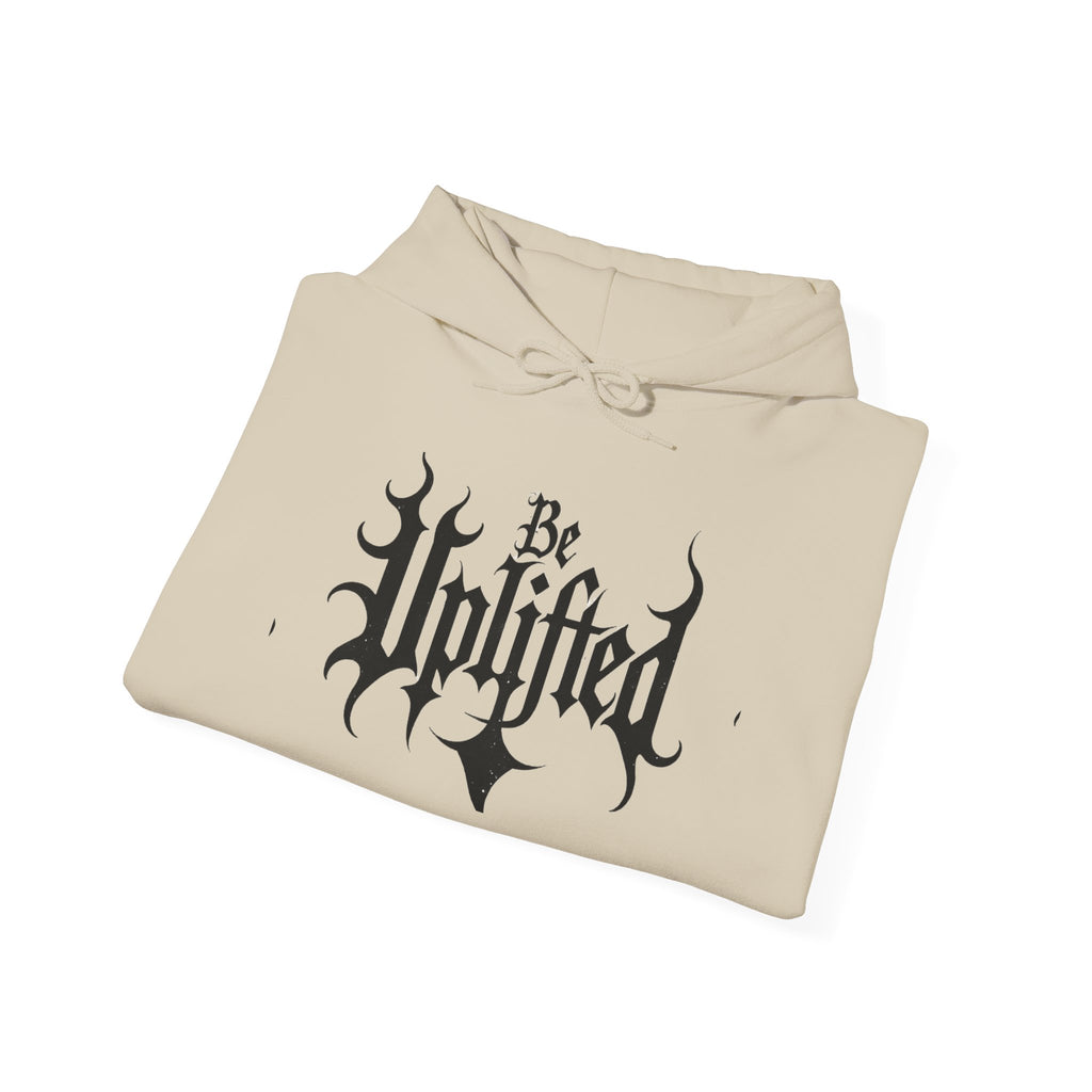 Be Uplifted hoodie | Gothic script cross design