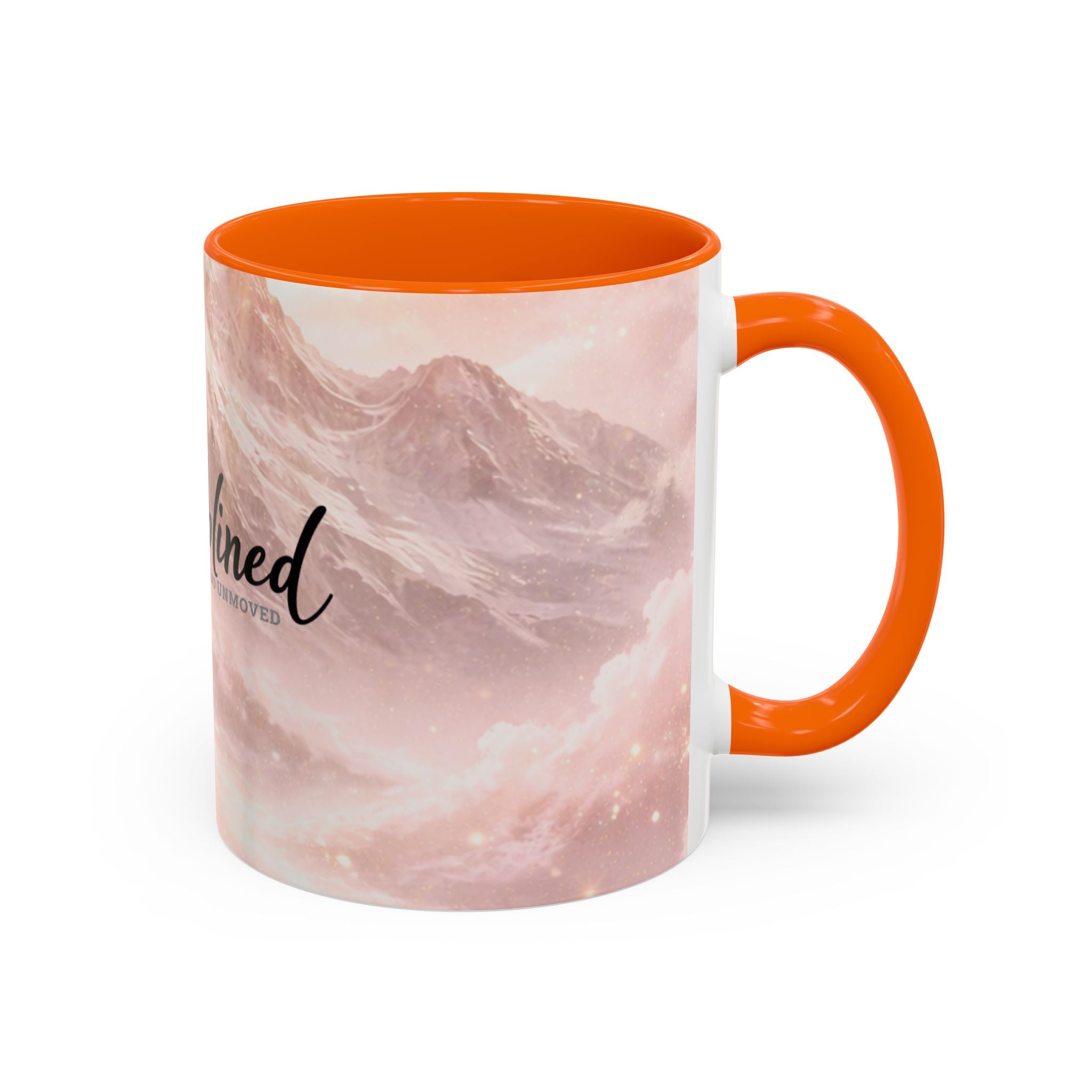 Disciplined Accent Coffee Mug — 'Disciplined: Grounded and Unmoved' Inspirational Pink Marble Ceramic Mug
