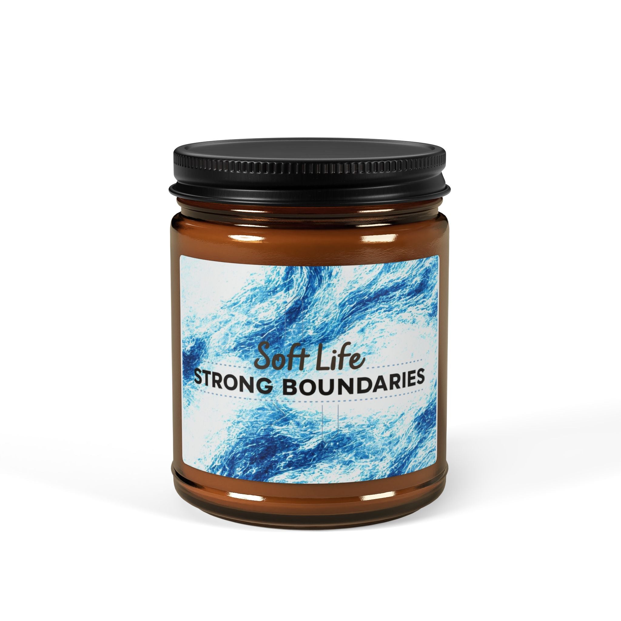 Soy Candle — "Soft Life, Strong Boundaries" Amber Jar Scented Candle