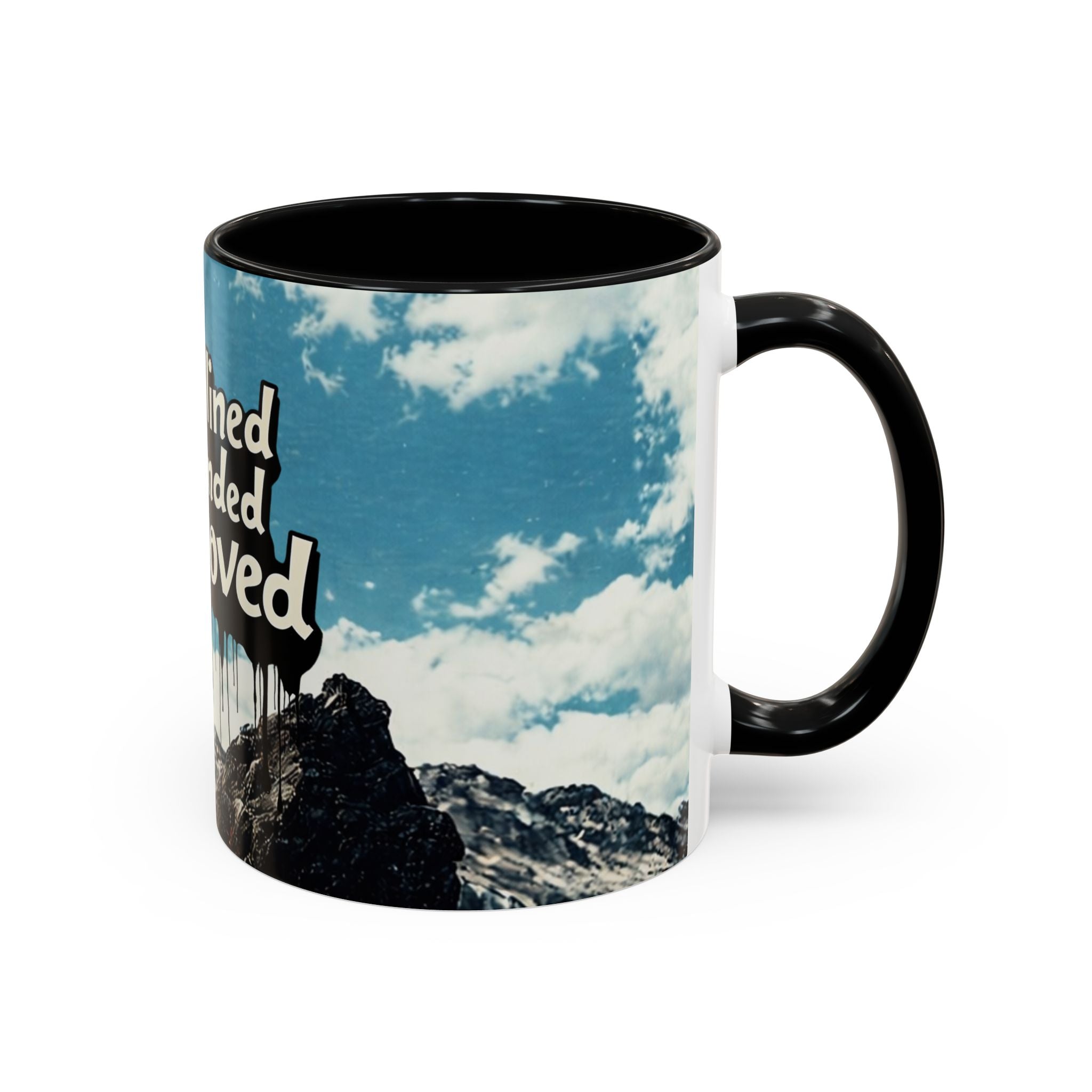 Disciplined, Grounded & Unmoved Coffee Mug — Motivational Mountain Accent Mug (11/15oz)