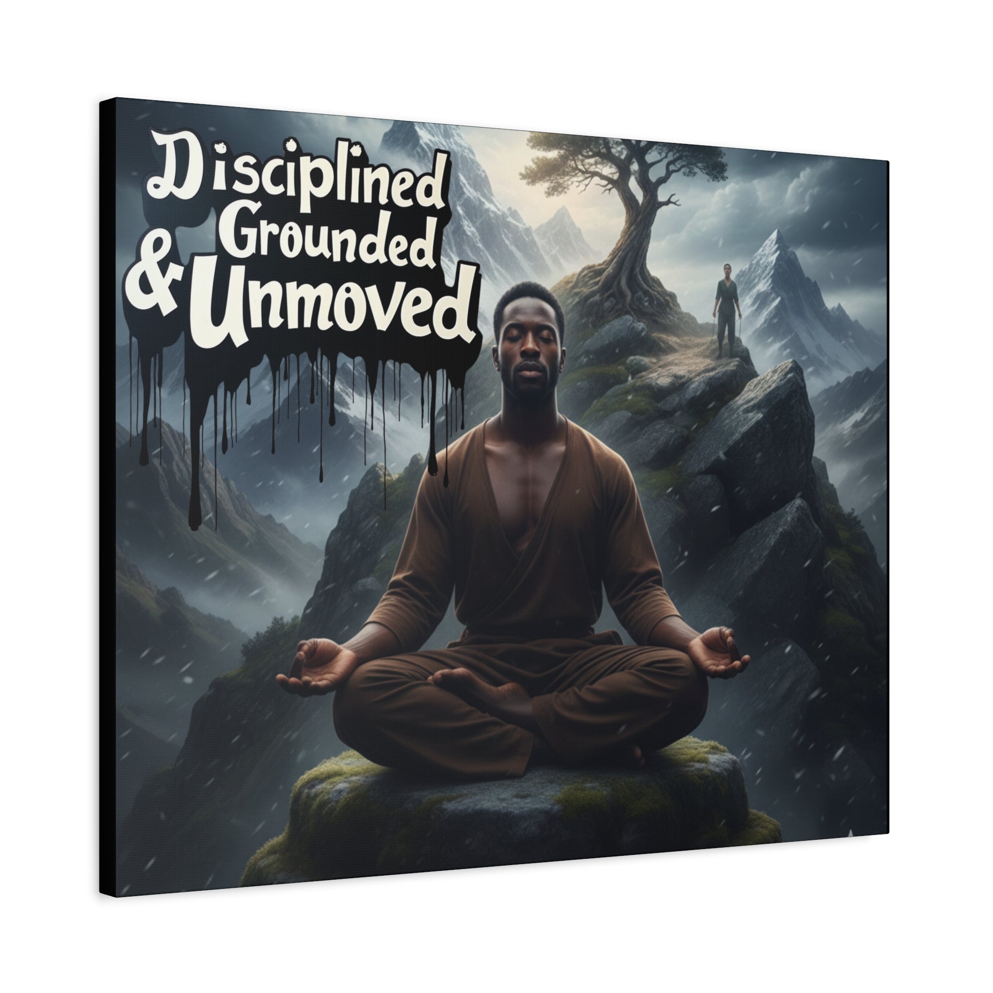 Disciplined, Grounded & Unmoved Canvas Wall Art — Meditation Motivational Print