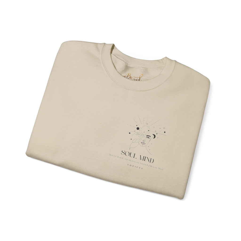Be Uplifted Back Graphic Crewneck Sweatshirt | Soli Mind Front Logo