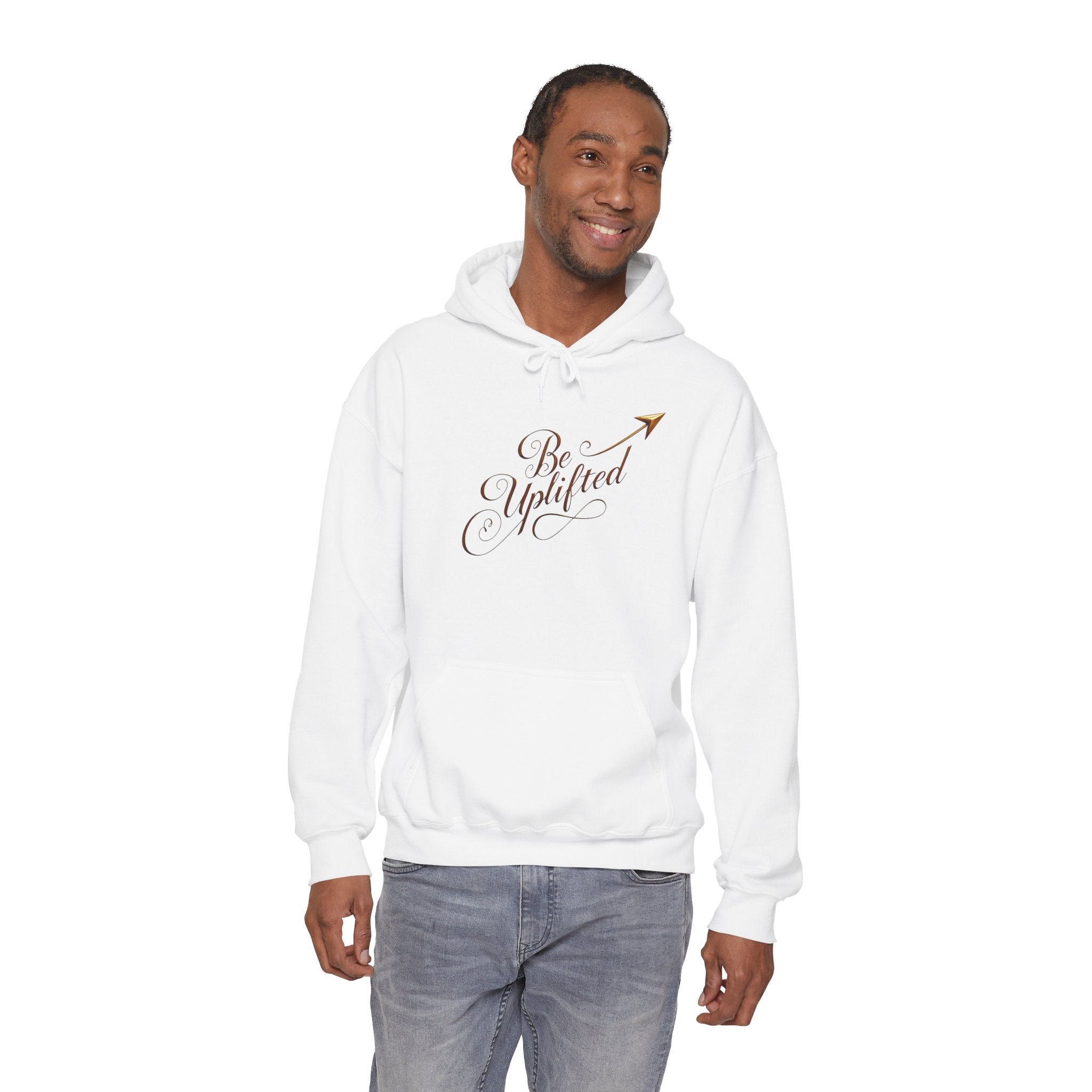 Be Uplifted script arrow Hoodie | Inspirational Typography Sweatshirt