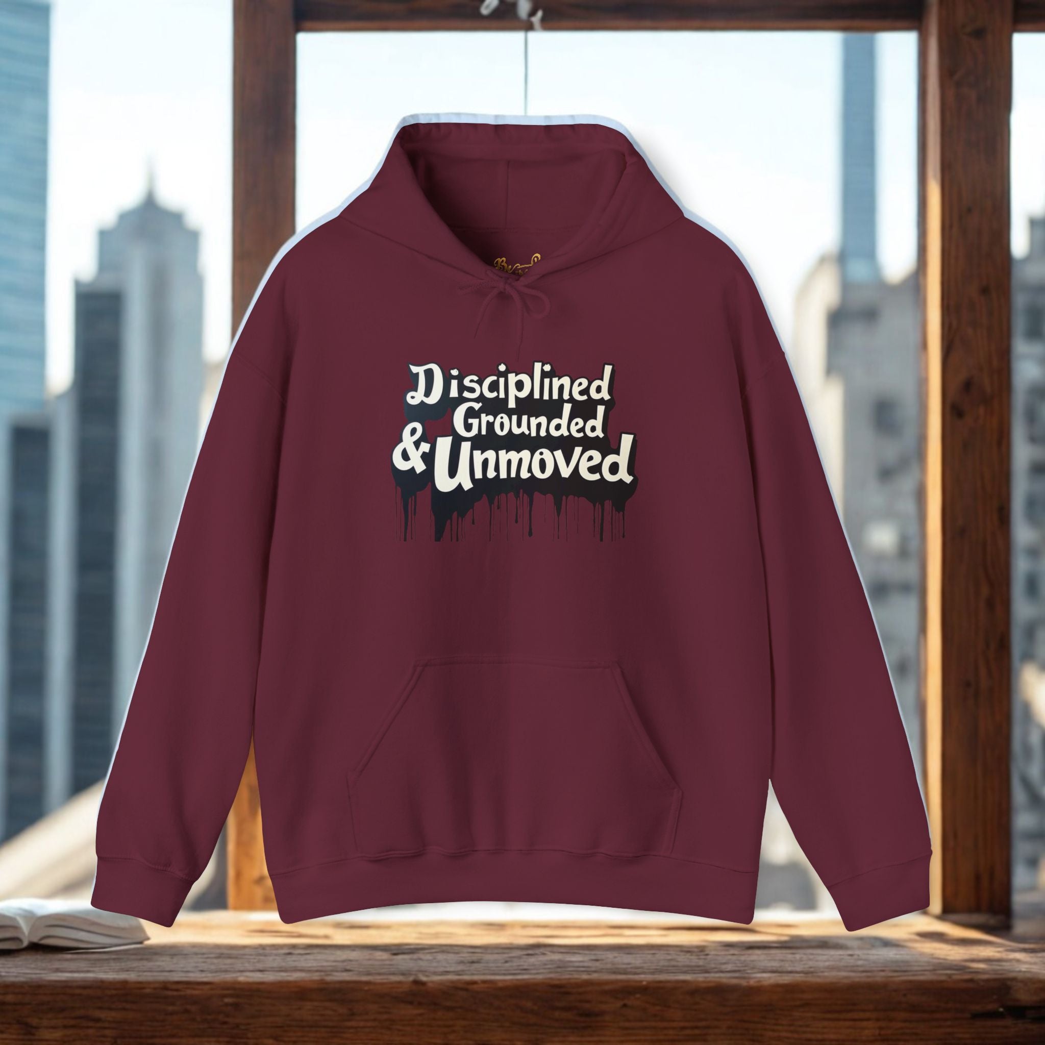 Disciplined & Grounded Hoodie — "Disciplined Grounded & Unmoved" Graphic Men Hoodie