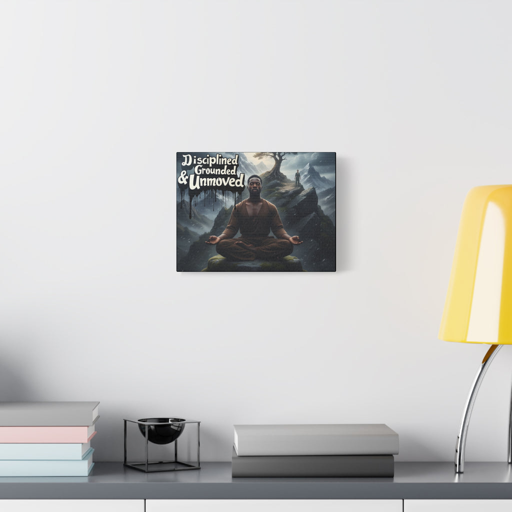 Disciplined, Grounded & Unmoved Canvas Wall Art — Meditation Motivational Print
