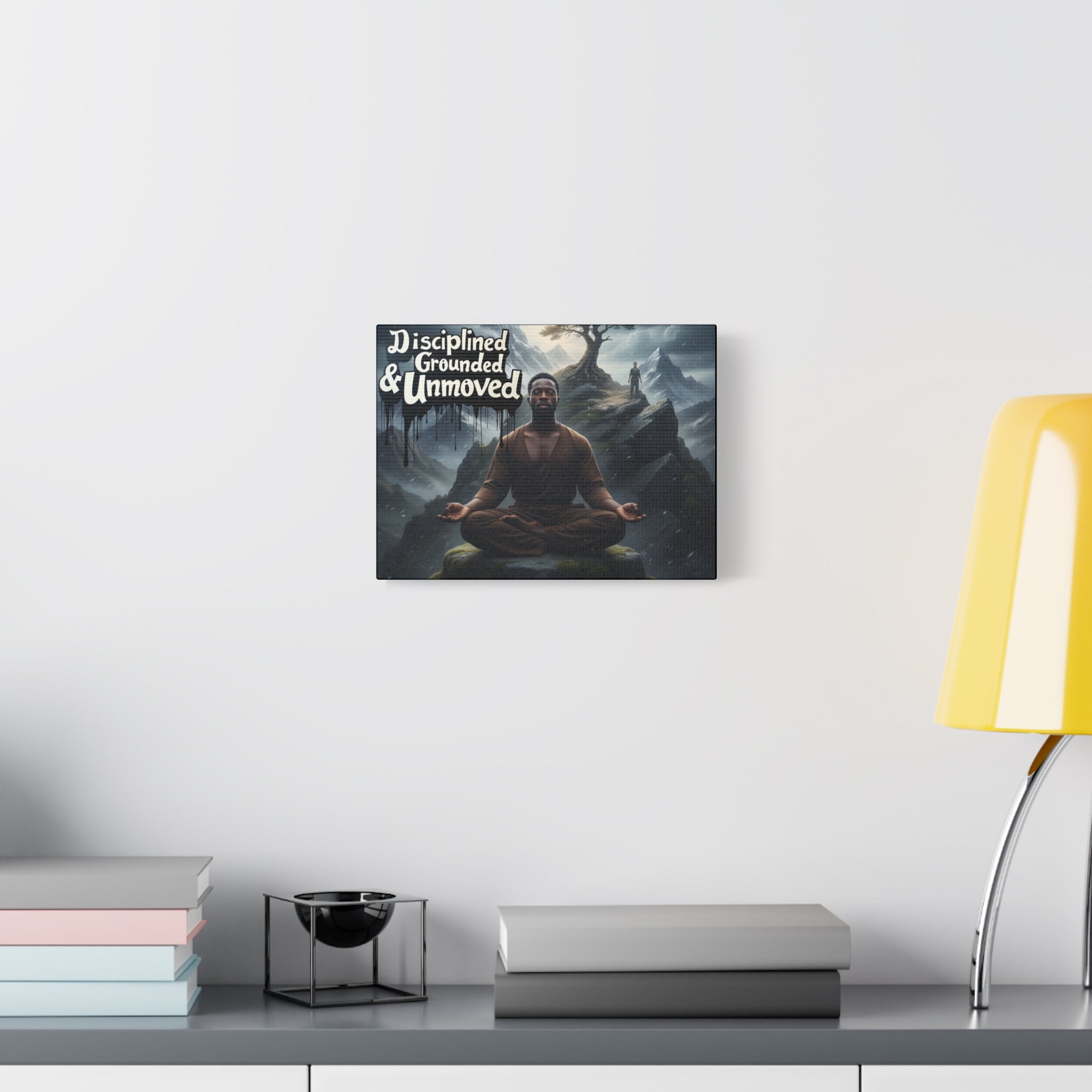 Disciplined, Grounded & Unmoved Canvas Wall Art — Meditation Motivational Print