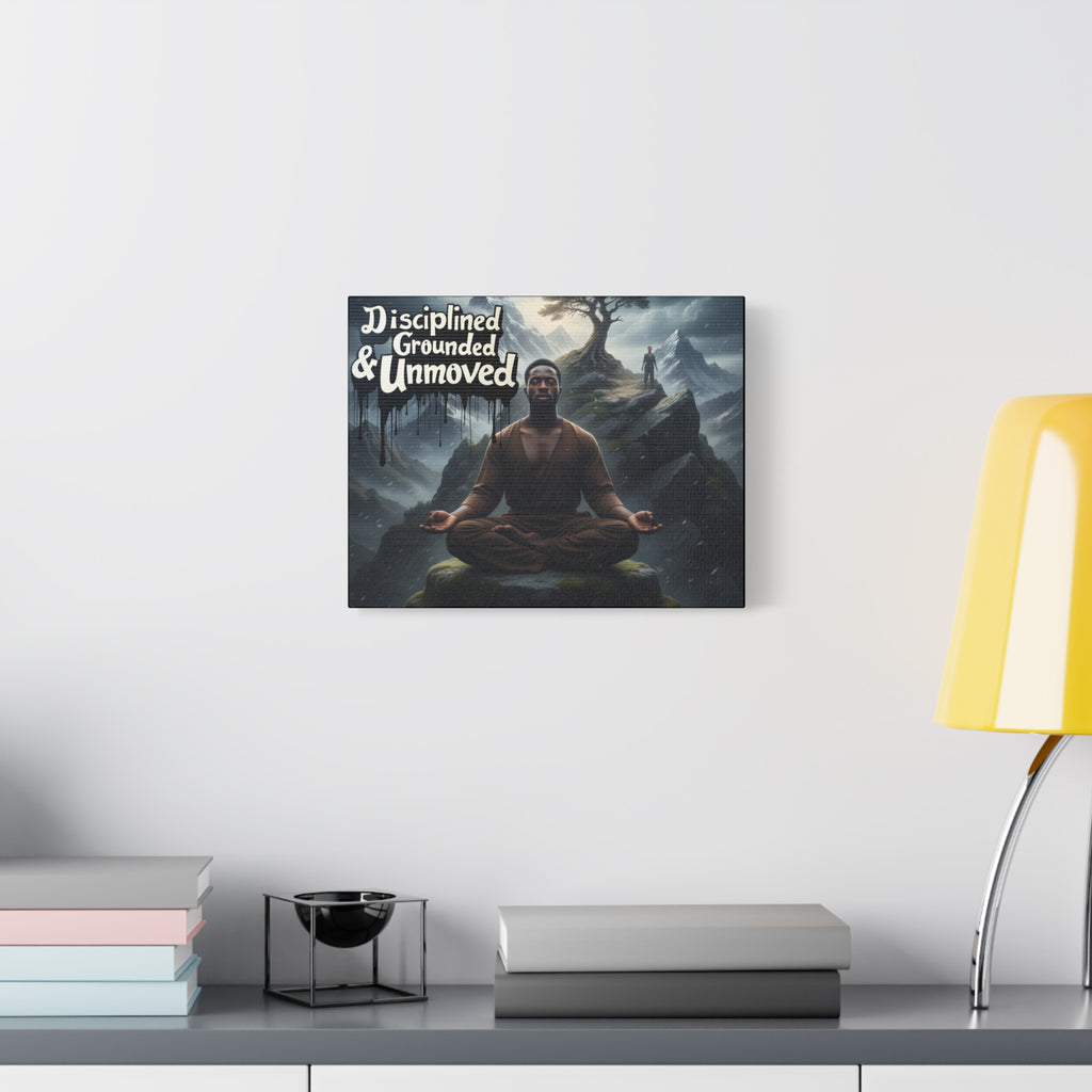 Disciplined, Grounded & Unmoved Canvas Wall Art — Meditation Motivational Print