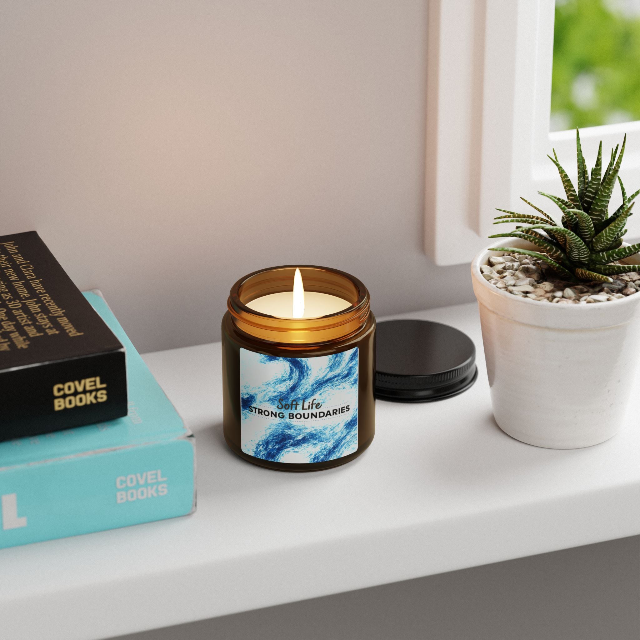 Soy Candle — "Soft Life, Strong Boundaries" Amber Jar Scented Candle