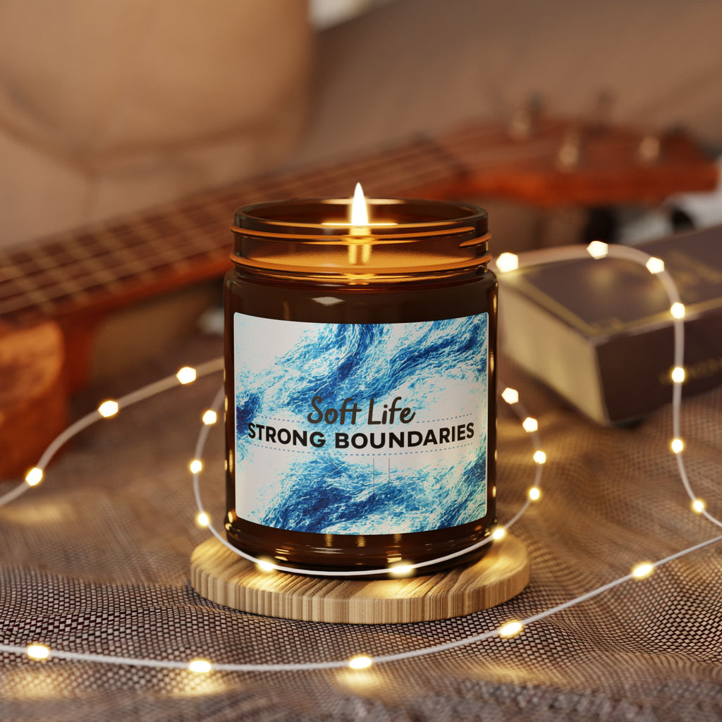 Soy Candle — "Soft Life, Strong Boundaries" Amber Jar Scented Candle