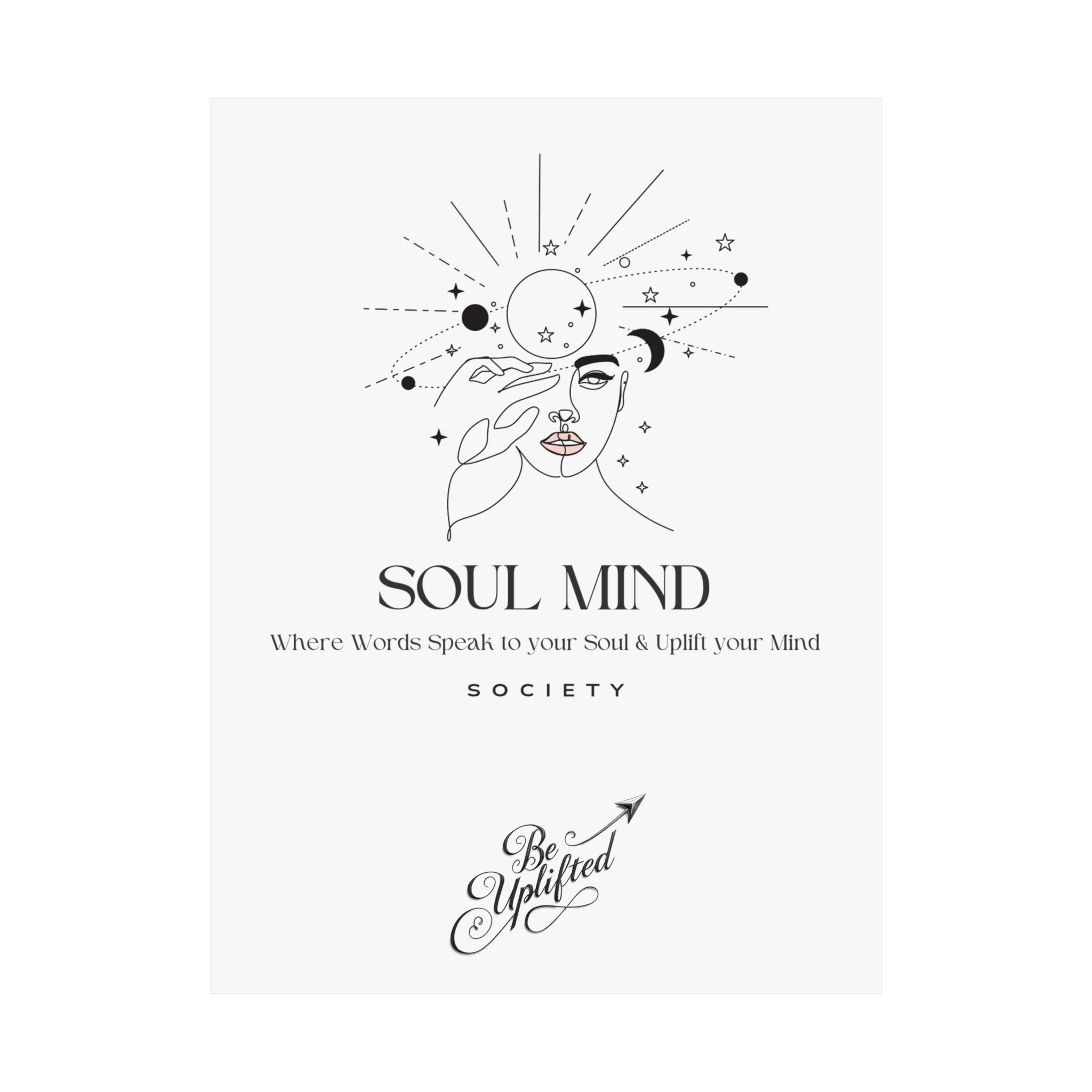 Soul Mind line art face wall poster | Matte Vertical Poster, Inspirational Typography