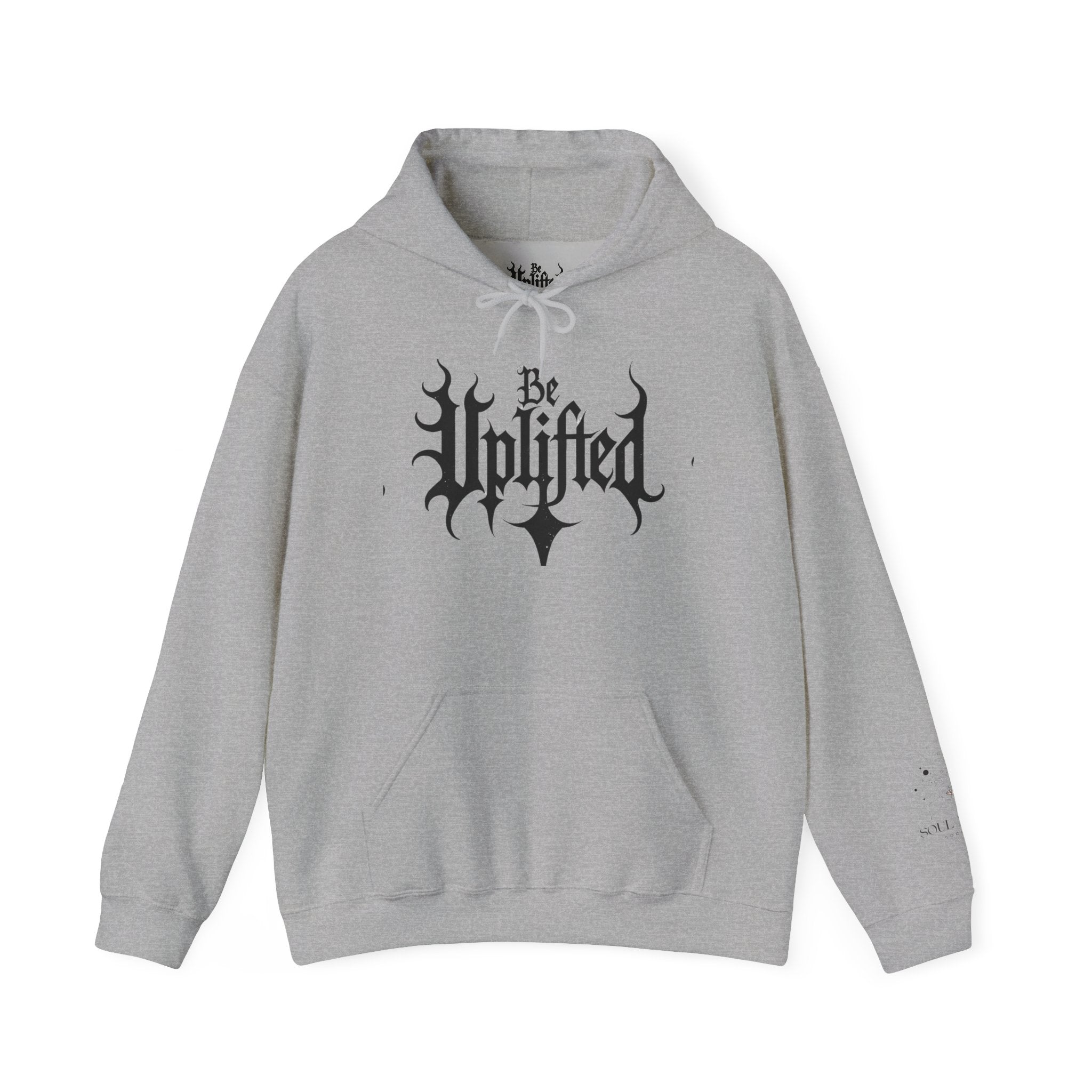 Be Uplifted hoodie | Gothic script cross design