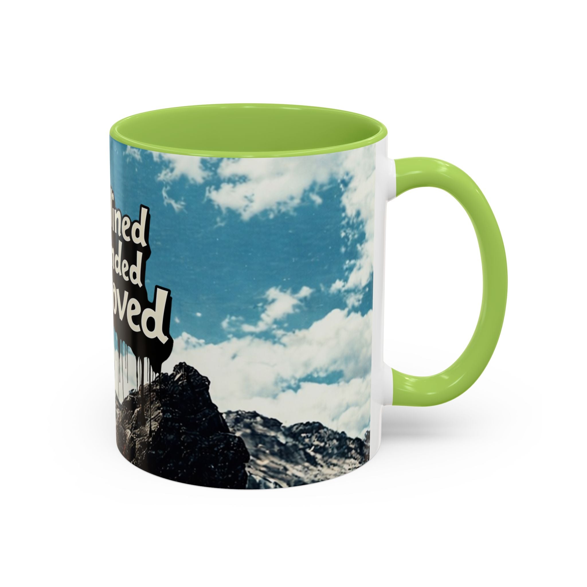 Disciplined, Grounded & Unmoved Coffee Mug — Motivational Mountain Accent Mug (11/15oz)