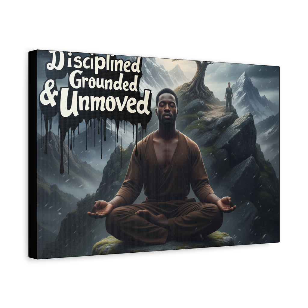 Disciplined, Grounded & Unmoved Canvas Wall Art — Meditation Motivational Print