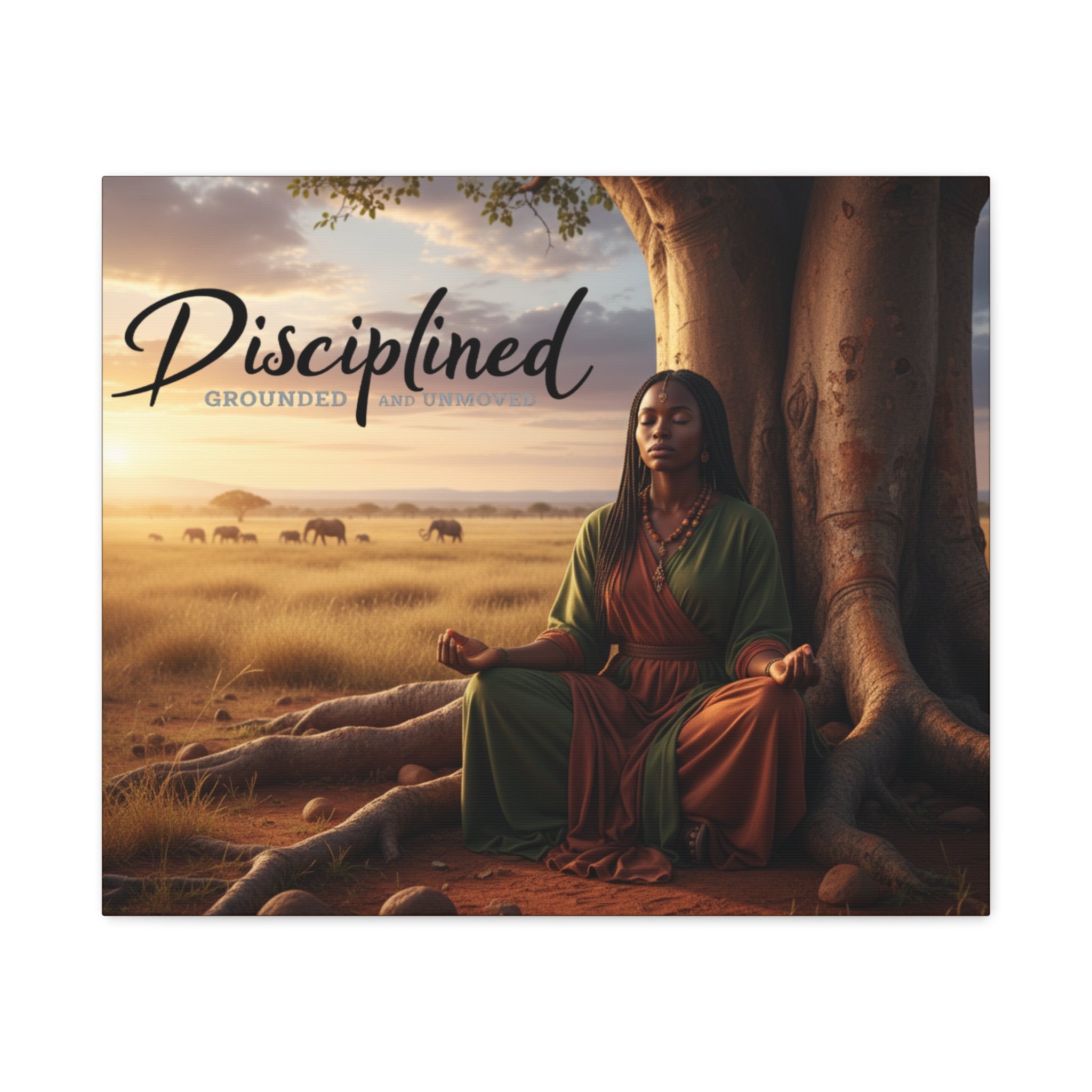 Disciplined Meditation Canvas Print — "Grounded and Unmoved" Wall Art