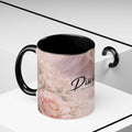 Disciplined Accent Coffee Mug — 'Disciplined: Grounded and Unmoved' Inspirational Pink Marble Ceramic Mug