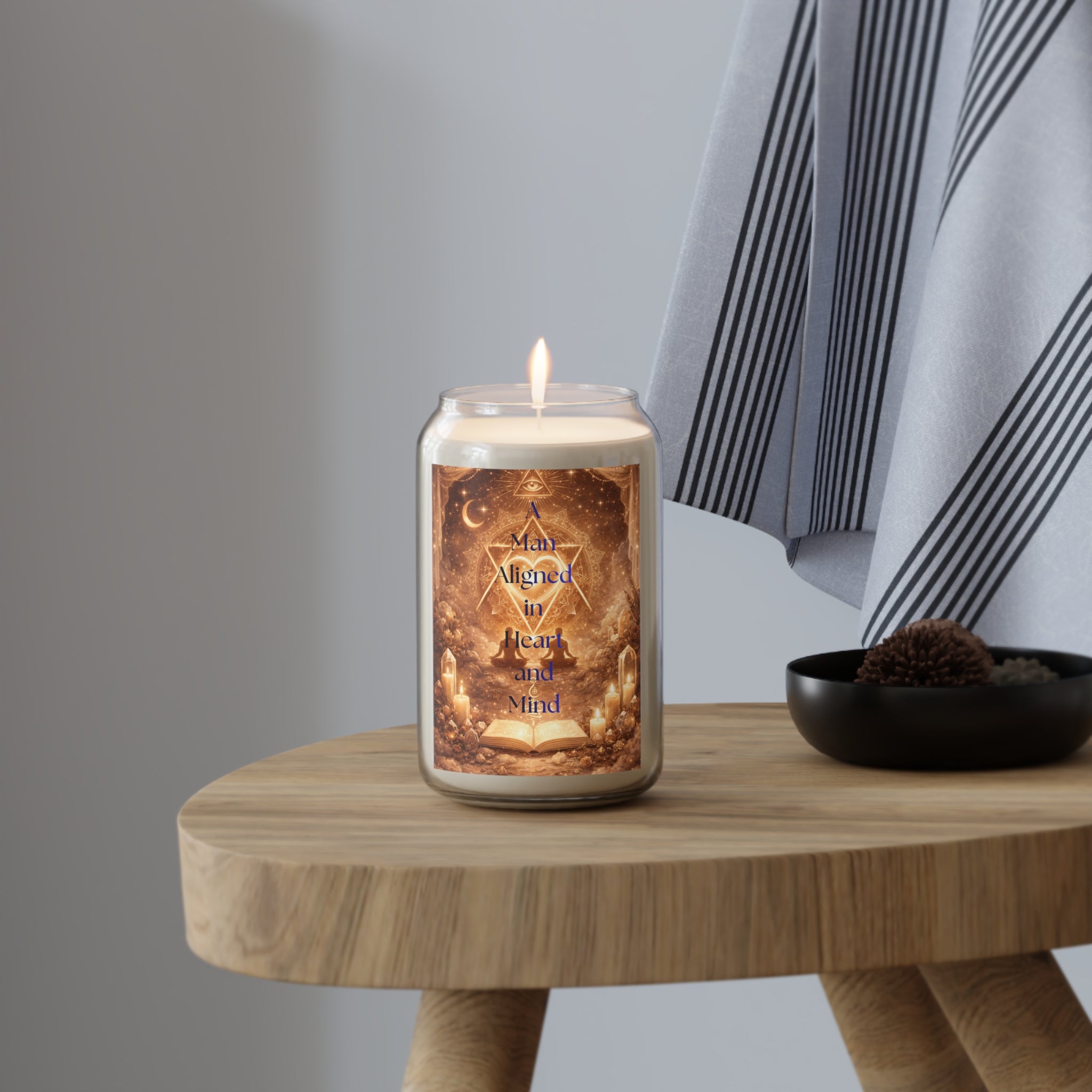Soy Candle — "Man Aligned in Heart and Mind" Spiritual Scented Candle (13.75 oz)