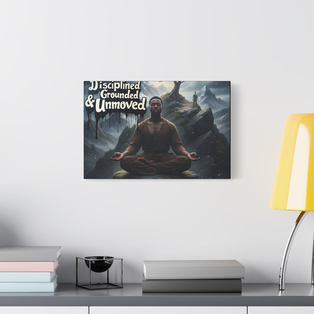 Disciplined, Grounded & Unmoved Canvas Wall Art — Meditation Motivational Print