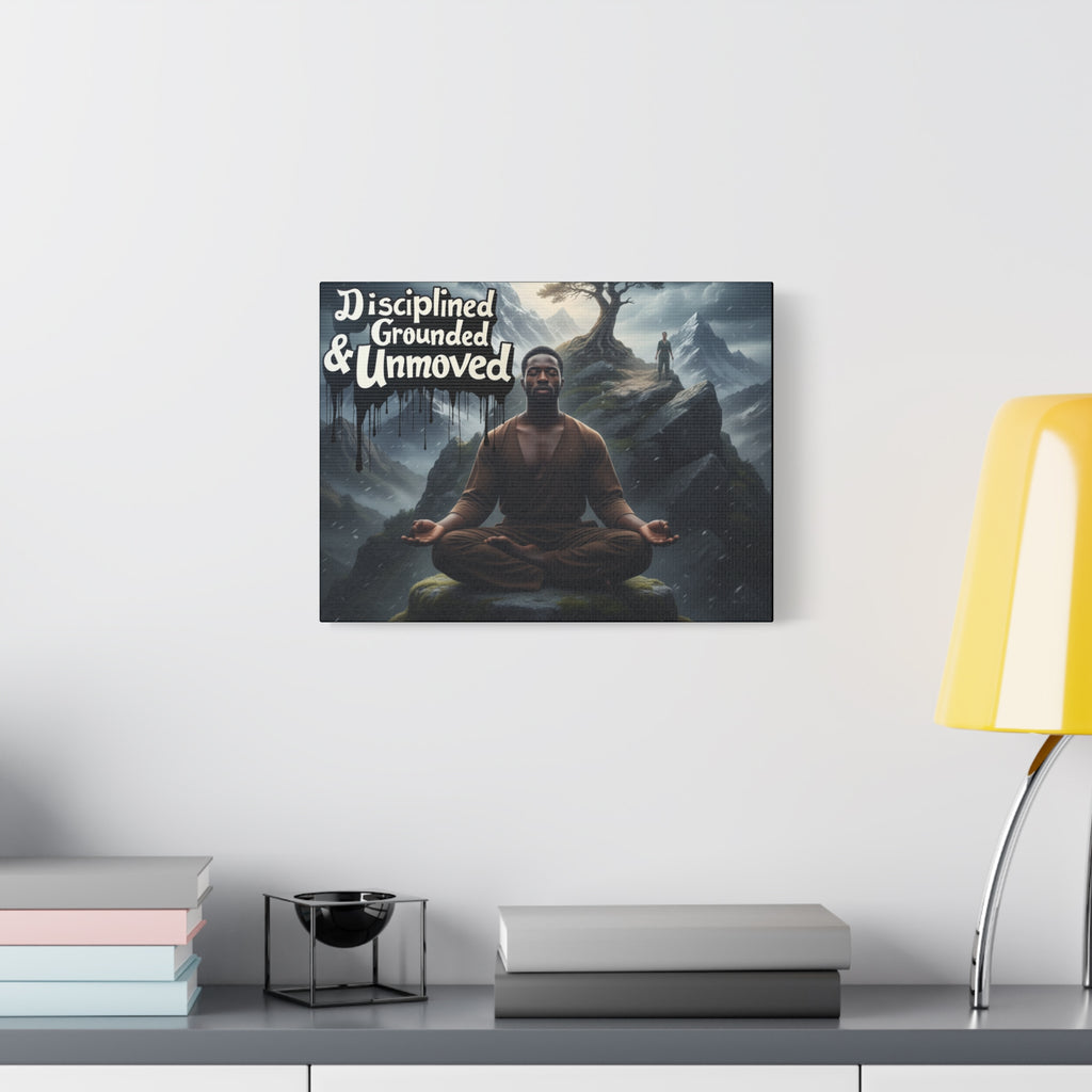 Disciplined, Grounded & Unmoved Canvas Wall Art — Meditation Motivational Print