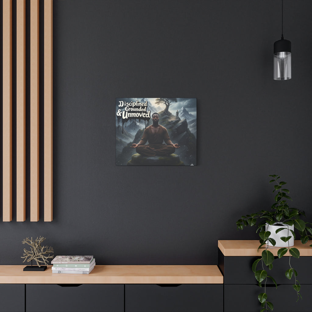 Disciplined, Grounded & Unmoved Canvas Wall Art — Meditation Motivational Print
