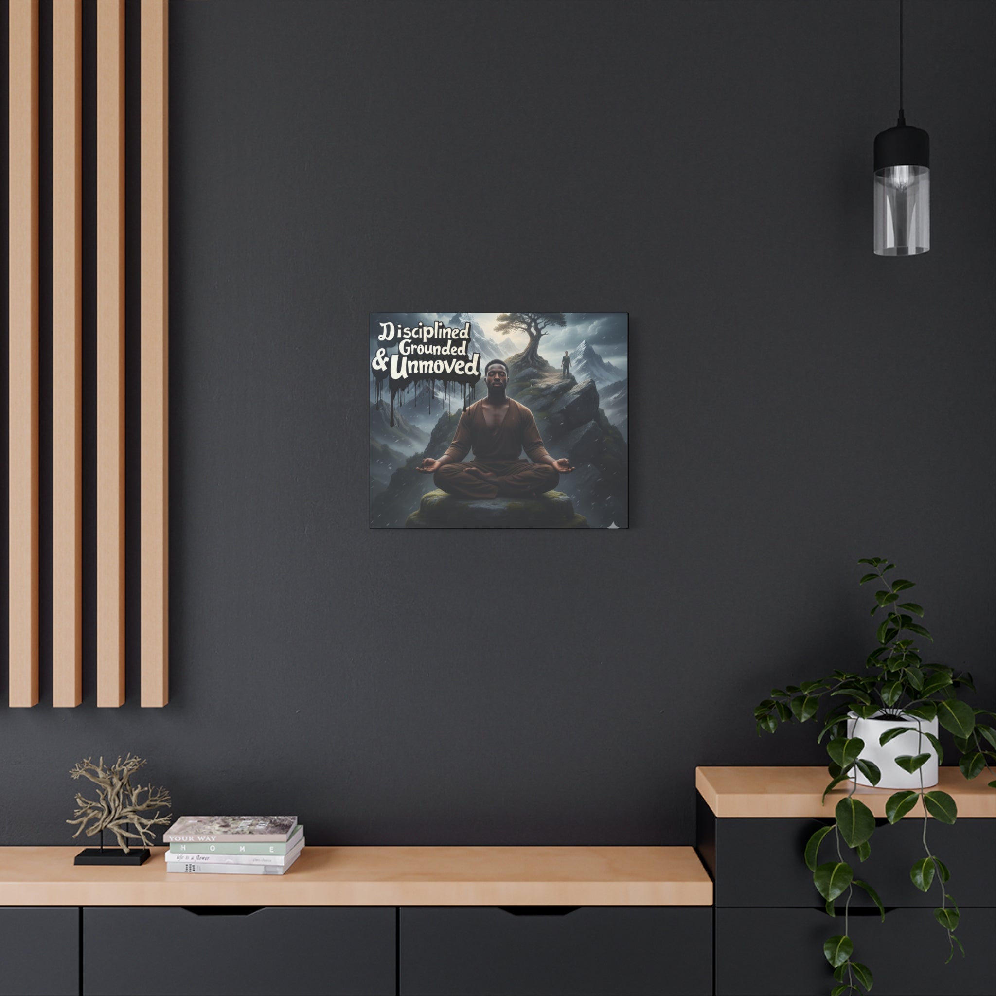 Disciplined, Grounded & Unmoved Canvas Wall Art — Meditation Motivational Print
