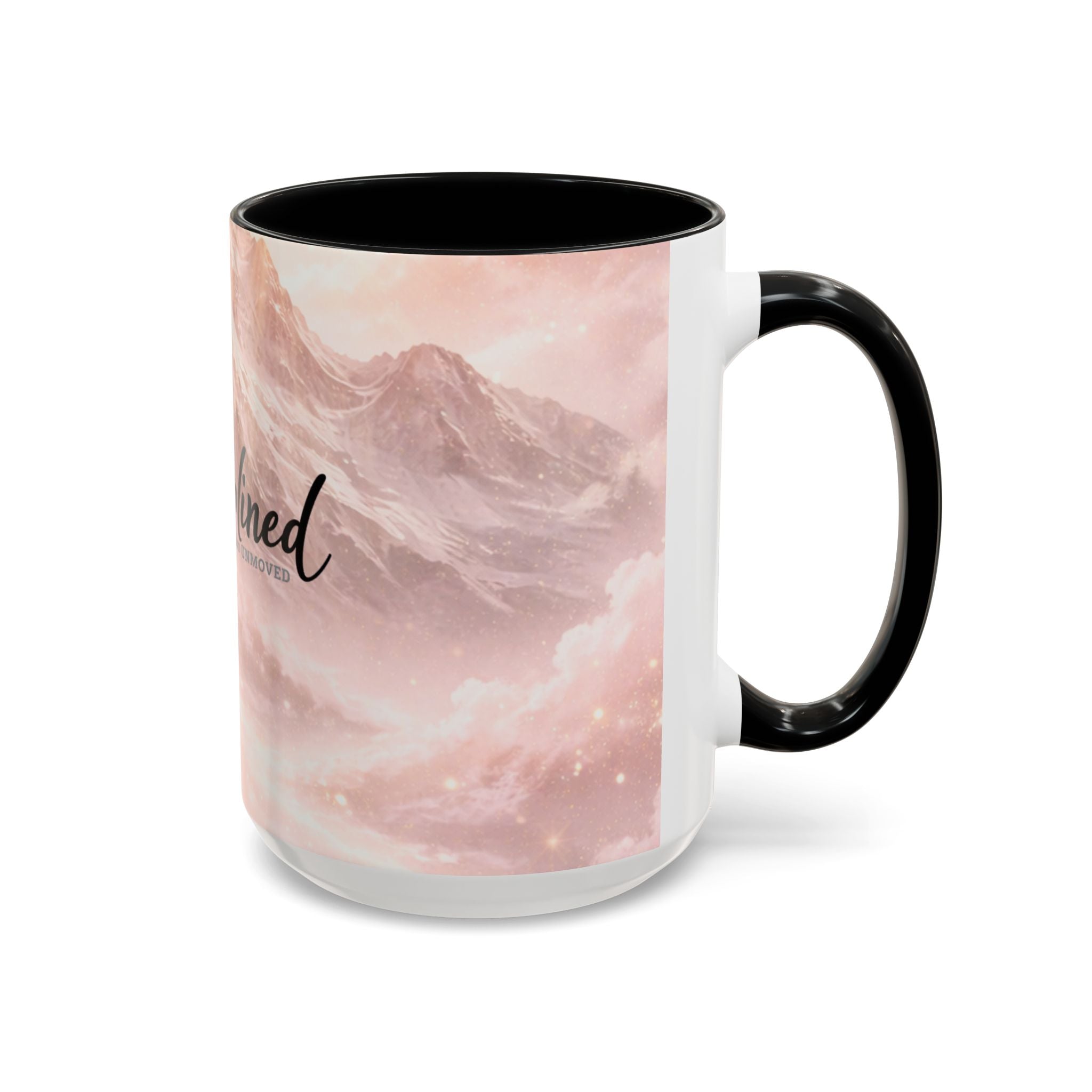 Disciplined Accent Coffee Mug — 'Disciplined: Grounded and Unmoved' Inspirational Pink Marble Ceramic Mug