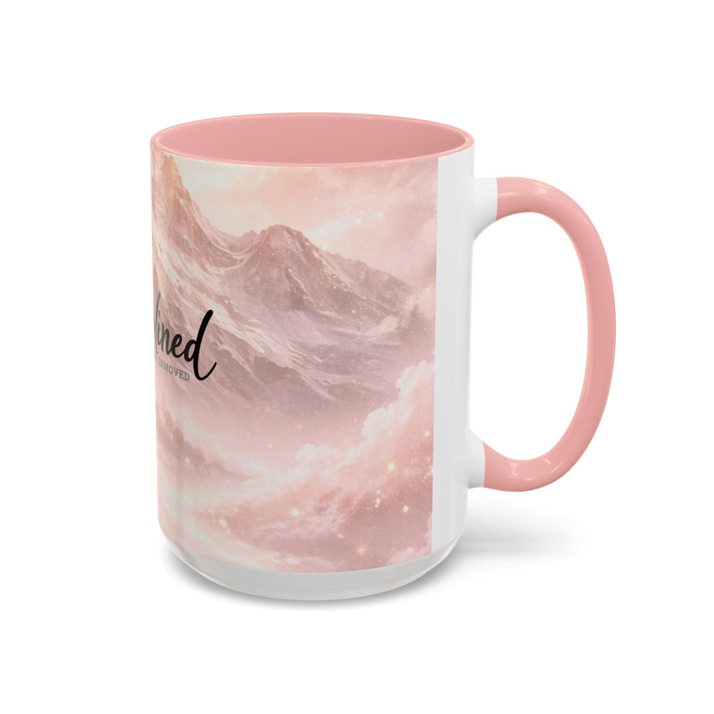 Disciplined Accent Coffee Mug — 'Disciplined: Grounded and Unmoved' Inspirational Pink Marble Ceramic Mug