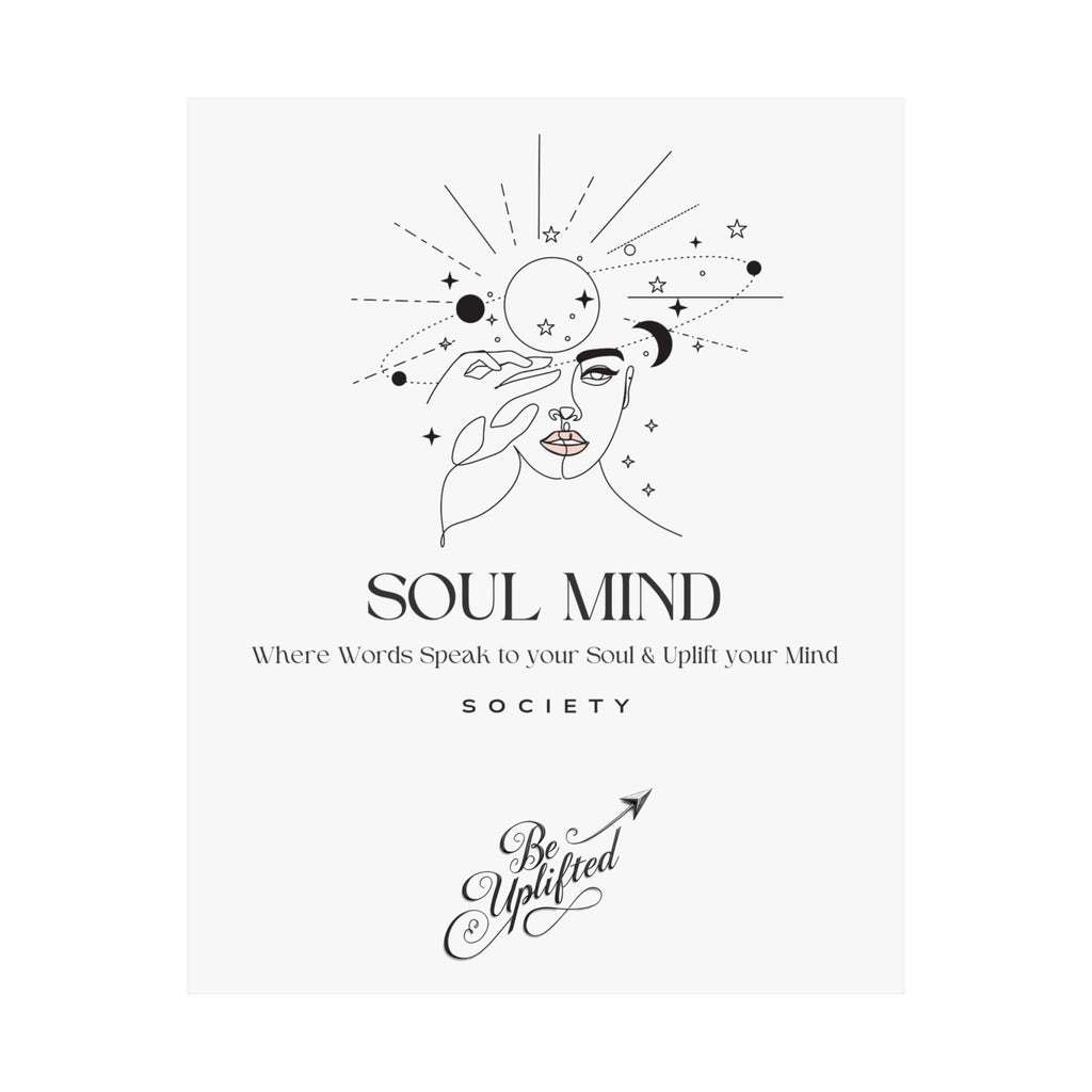 Soul Mind line art face wall poster | Matte Vertical Poster, Inspirational Typography